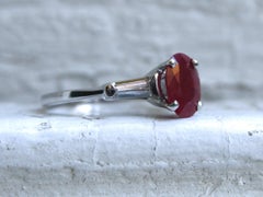 Classic Vintage Platinum Ruby Engagement Ring with Baguette Diamonds, 2.05 Carat