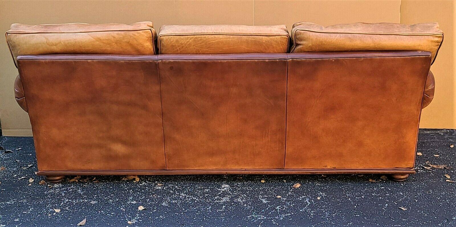 Mid-Century Modern Classic Vintage Ralph Lauren Saddle Leather Sofa