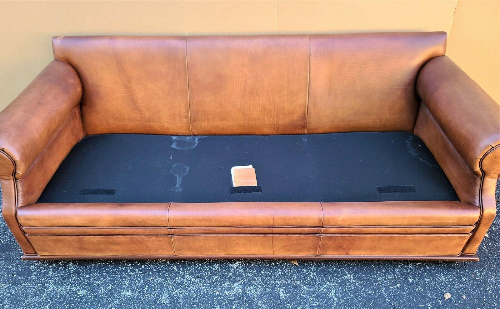 Classic Vintage Ralph Lauren Saddle Leather Sofa In Good Condition In Lake Worth, FL