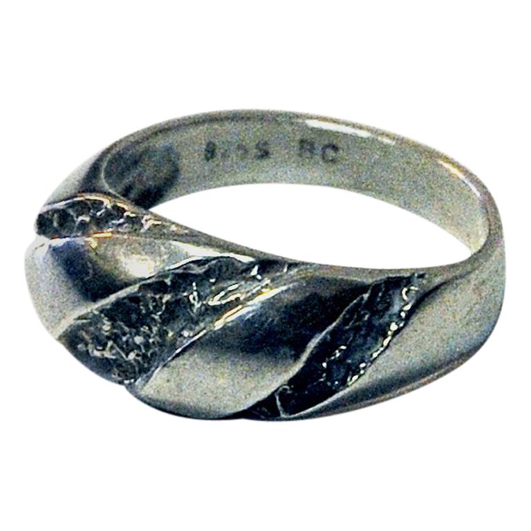 Bague classique en argent vintage de Guldateljen, Suède, années 1980