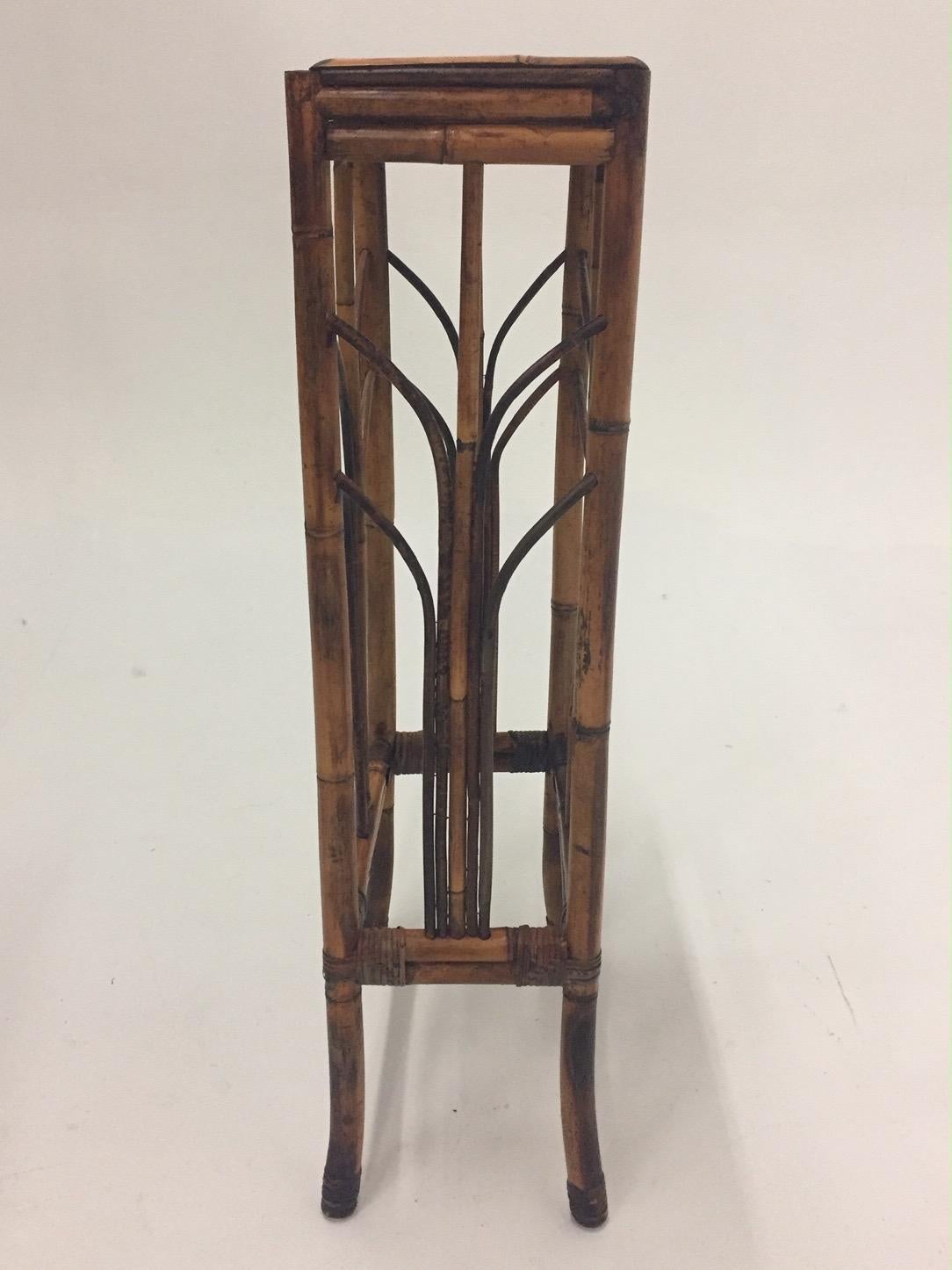 Chinese Classic Vintage Tall Bamboo Pedestal For Sale