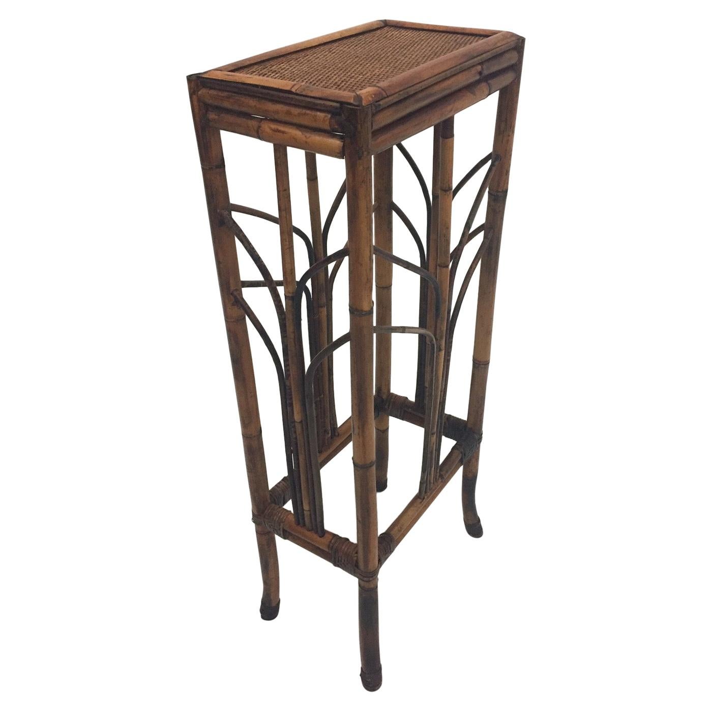 Classic Vintage Tall Bamboo Pedestal For Sale