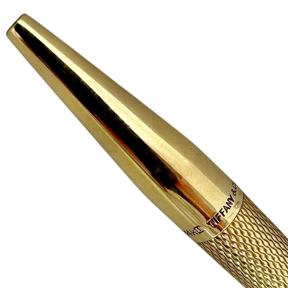 Klassischer Vintage Tiffany & Company 14K Gelbgold Kugelschreiber im Zustand „Gut“ im Angebot in Palm Beach, FL