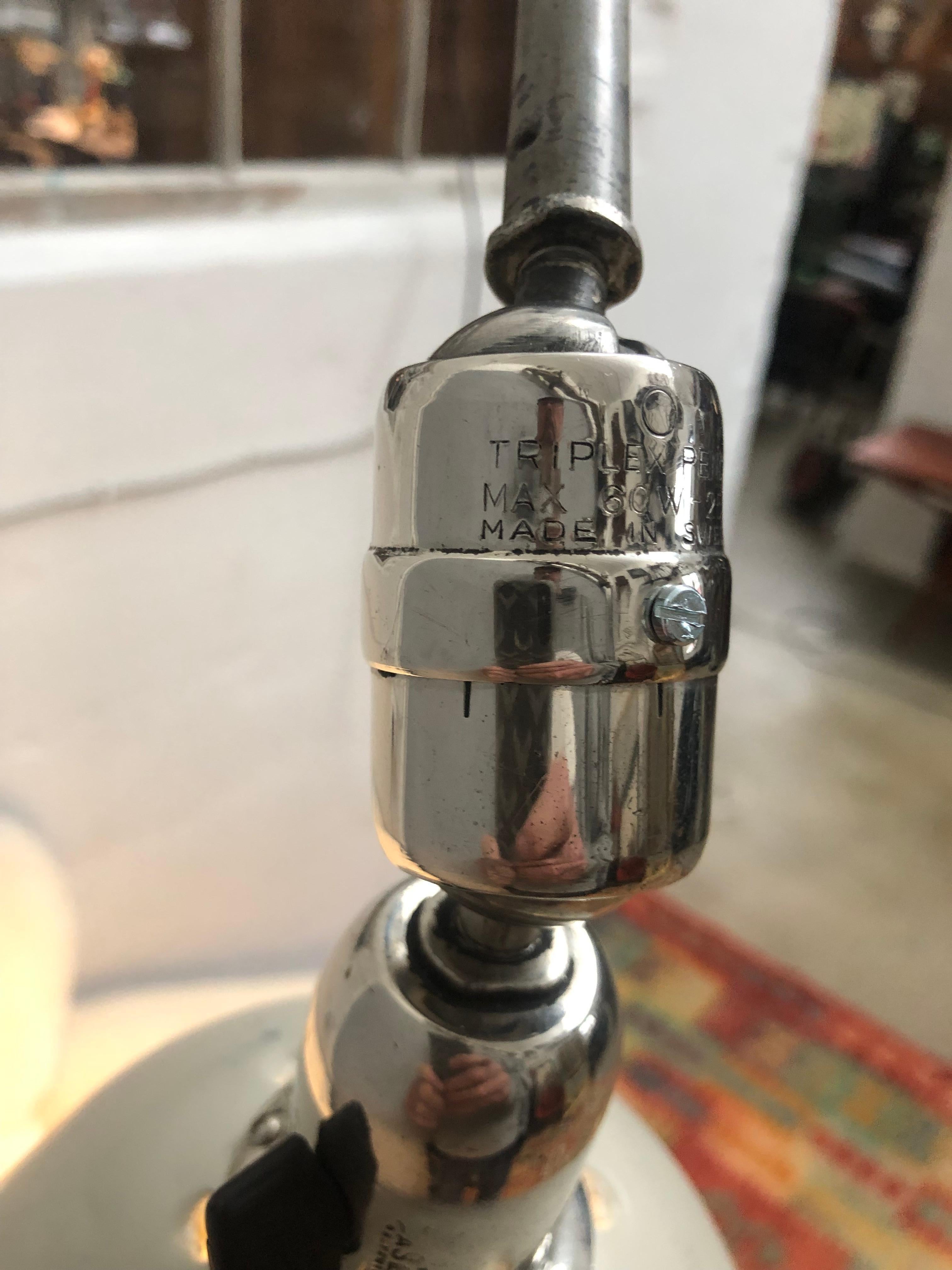 Classic Vintage Triplex Work Lamp by Johan Petter Johansson for ASEA of Sweden For Sale 4