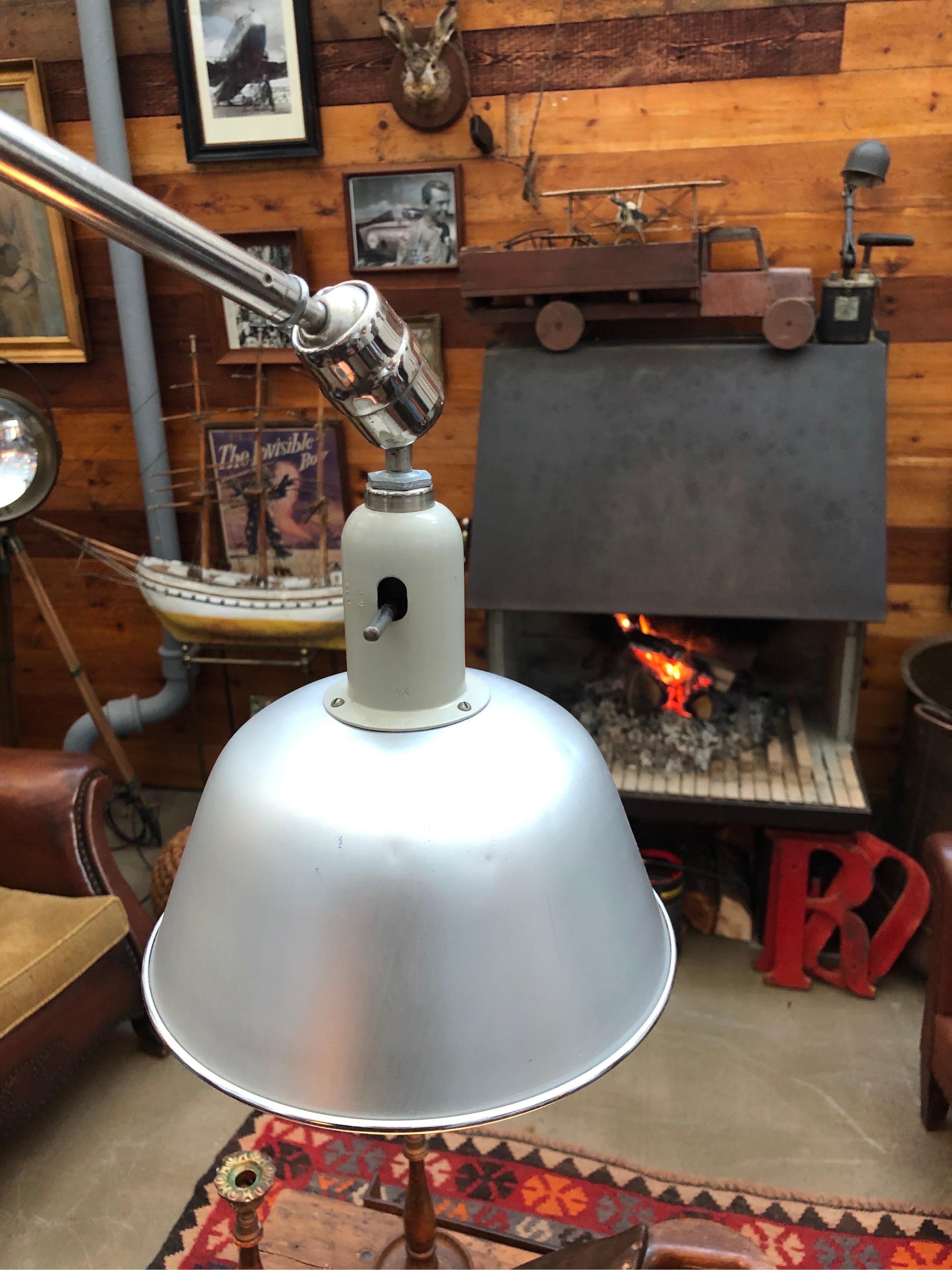 Classic vintage triplex telescopic work lamp designed by Johan Petter Johansson for ASEA of Sweden
One of the most versatile work lamps ever designed and also one of the most beautiful.
In original condition with age related west and patina but a