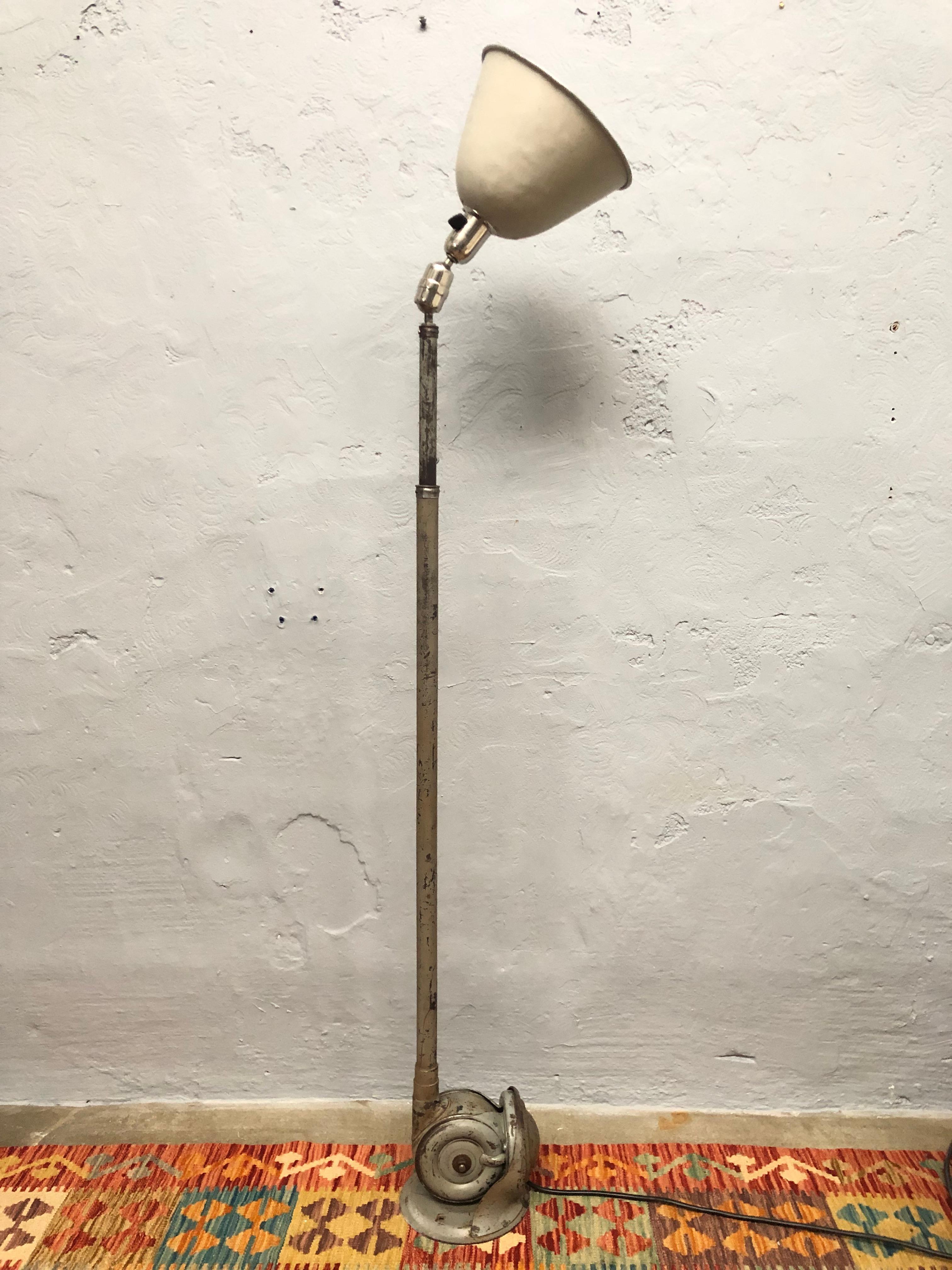 Classic vintage triplex telescopic work lamp designed by Johan Petter Johansson for ASEA of Sweden 
One of the most versatile work lamps ever designed and also one of the most beautiful. 
In original condition with great age related wear and patina