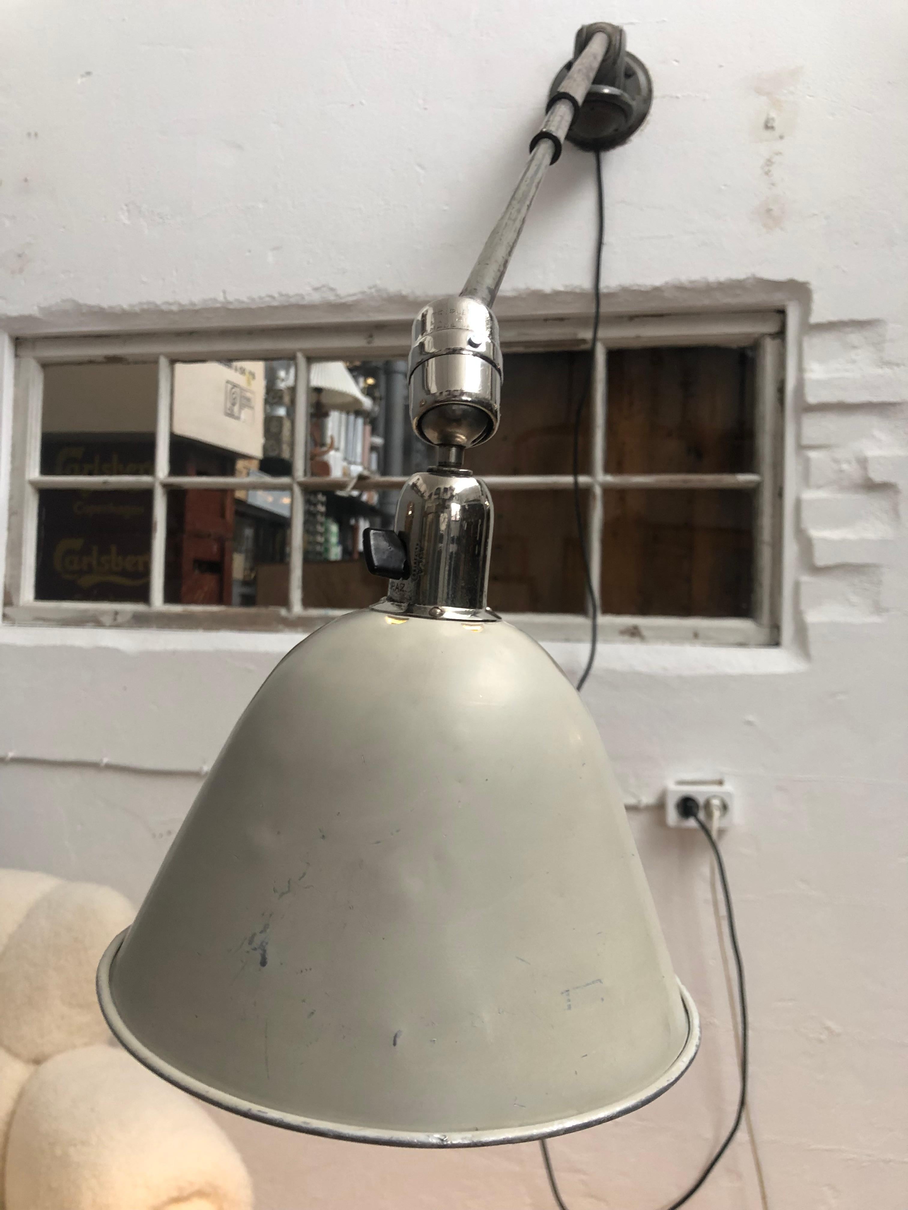 Mid-20th Century Classic Vintage Triplex Work Lamp by Johan Petter Johansson for ASEA of Sweden For Sale
