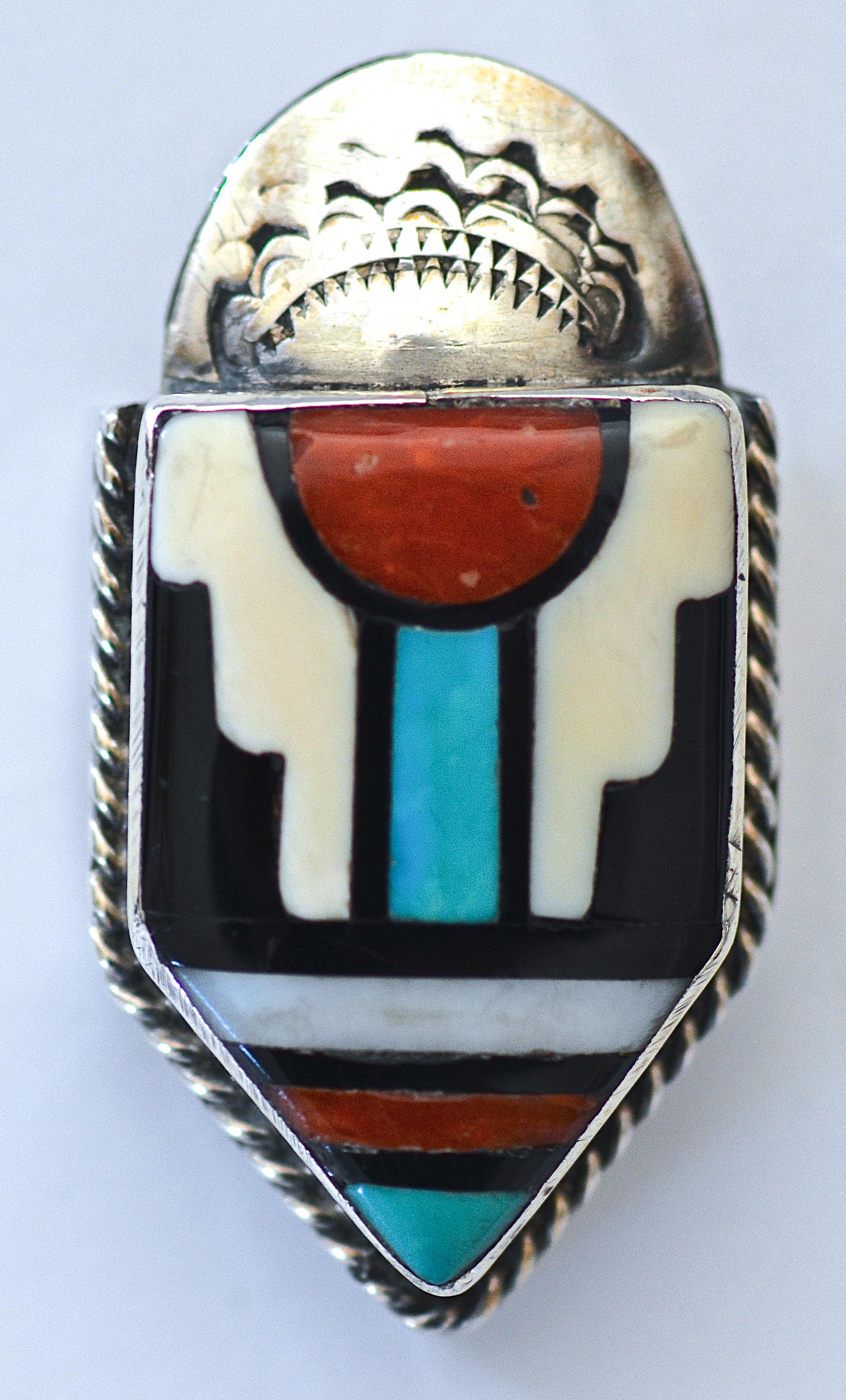 Américain Classic Vintage Zuni Inlay Ranger Buckle Set by Celestine & Elizabeth Cooche en vente