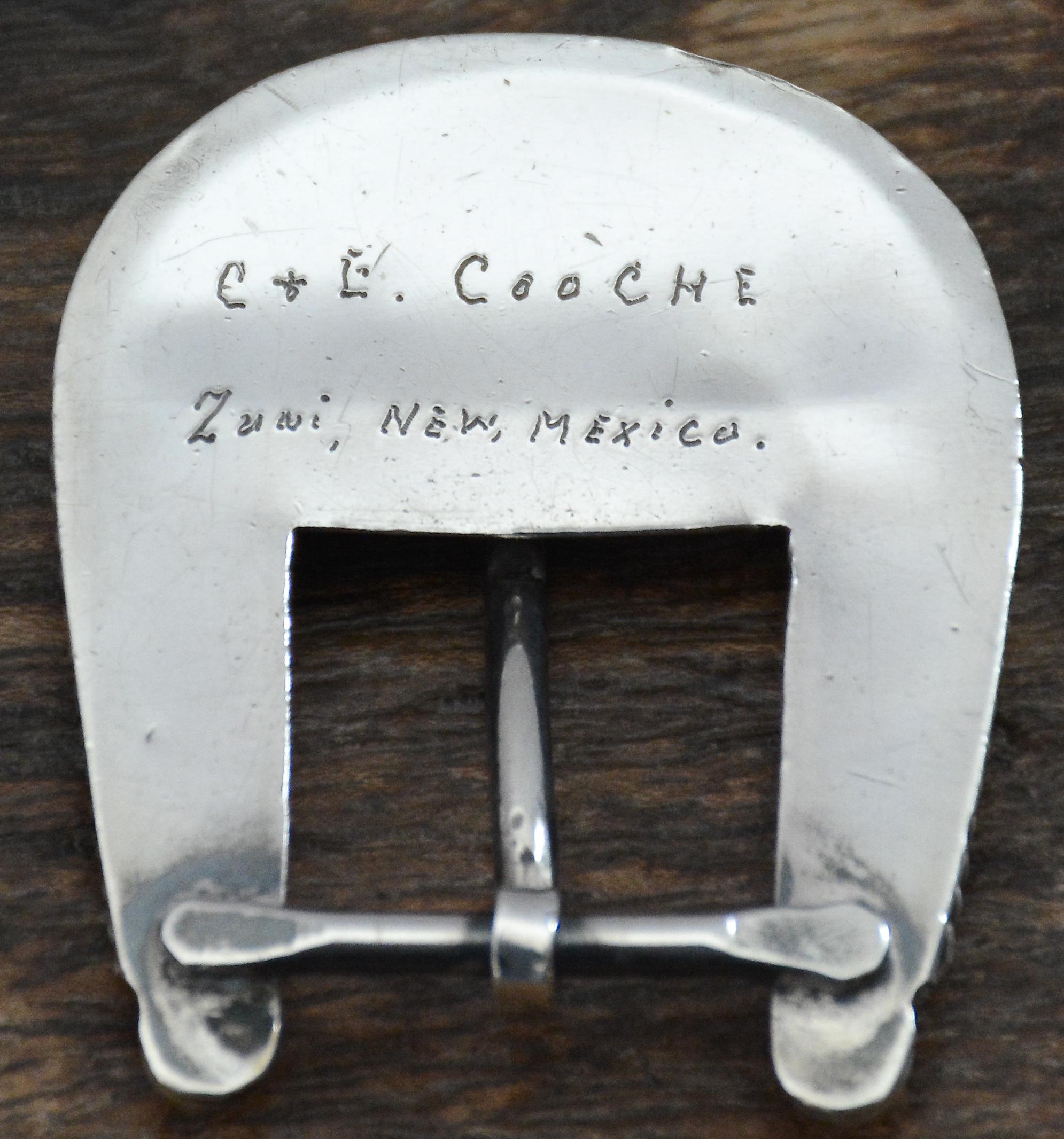 Hand-Crafted Classic Vintage Zuni Inlay Ranger Buckle Set by Celestine & Elizabeth Cooche For Sale
