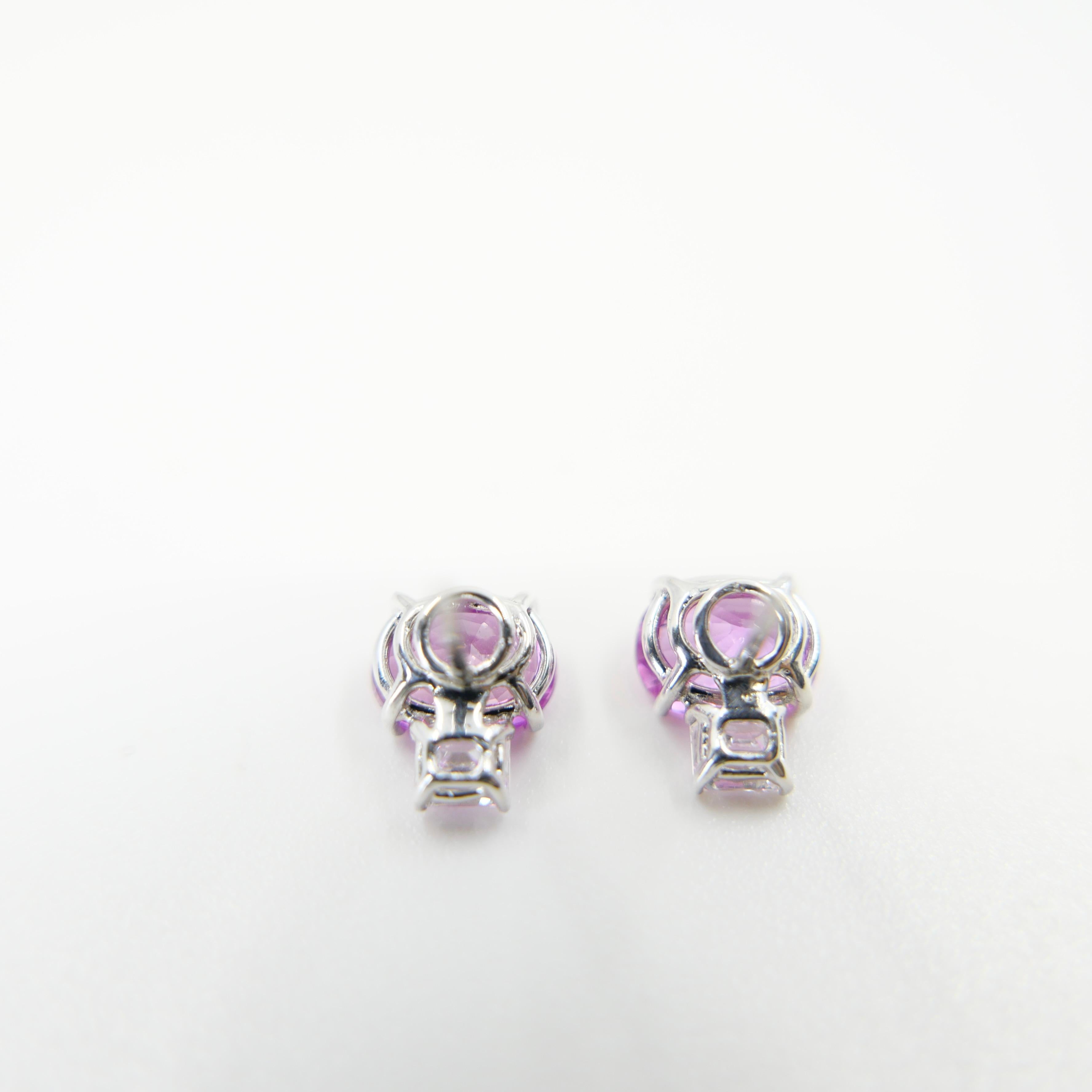 Boucles d'oreilles classiques en saphir Vivid Diamond. Classique. Une couleur folle ! en vente 10