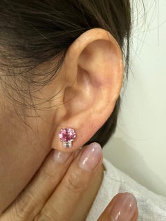 Classic Vivid Pink Sapphire & Diamond Earrings. Classic. Crazy Color!