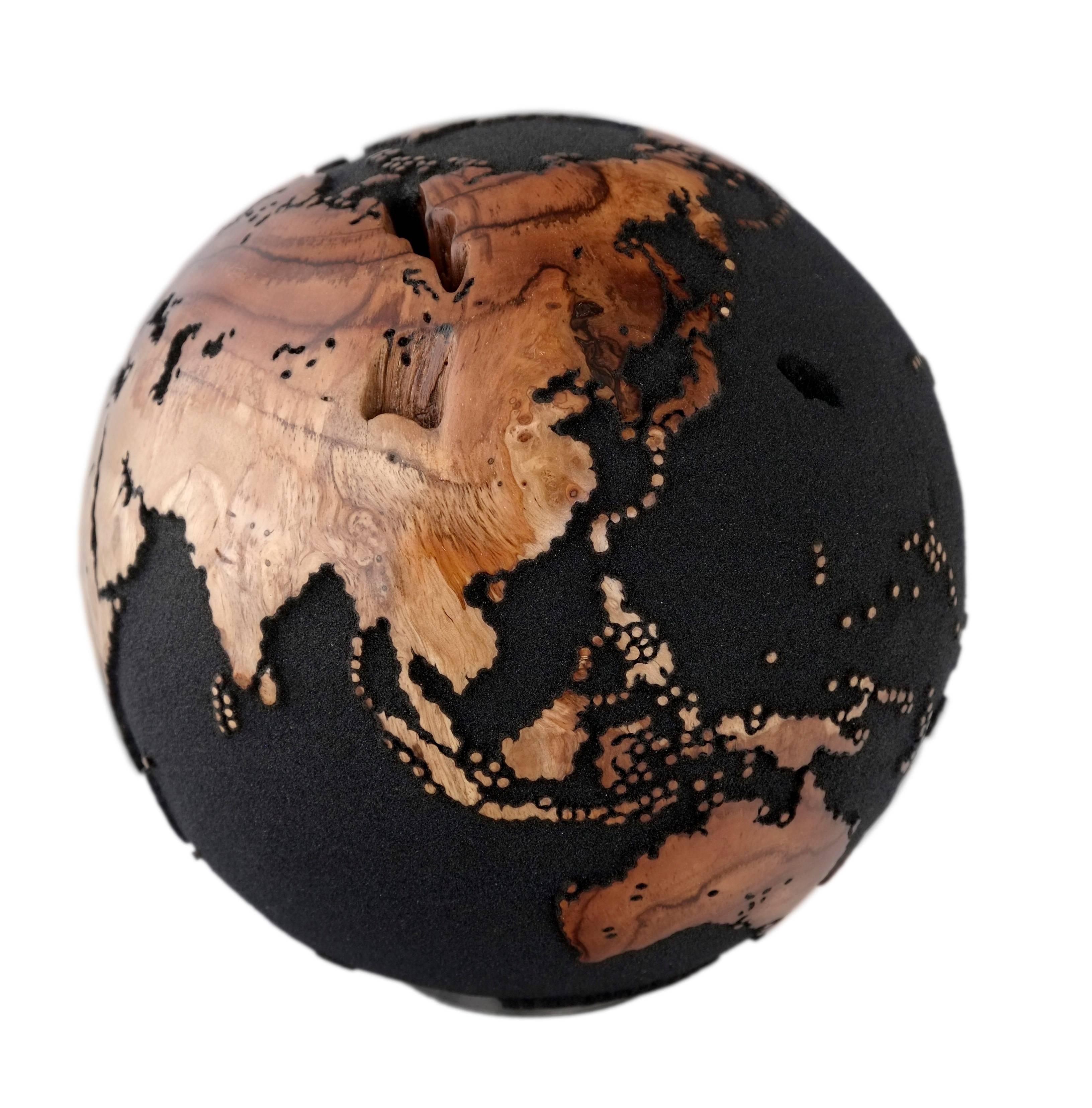 Globes classiques en sable volcanique HB en racine de teck, 25 cm Excellent état - En vente à Saint-Ouen, FR
