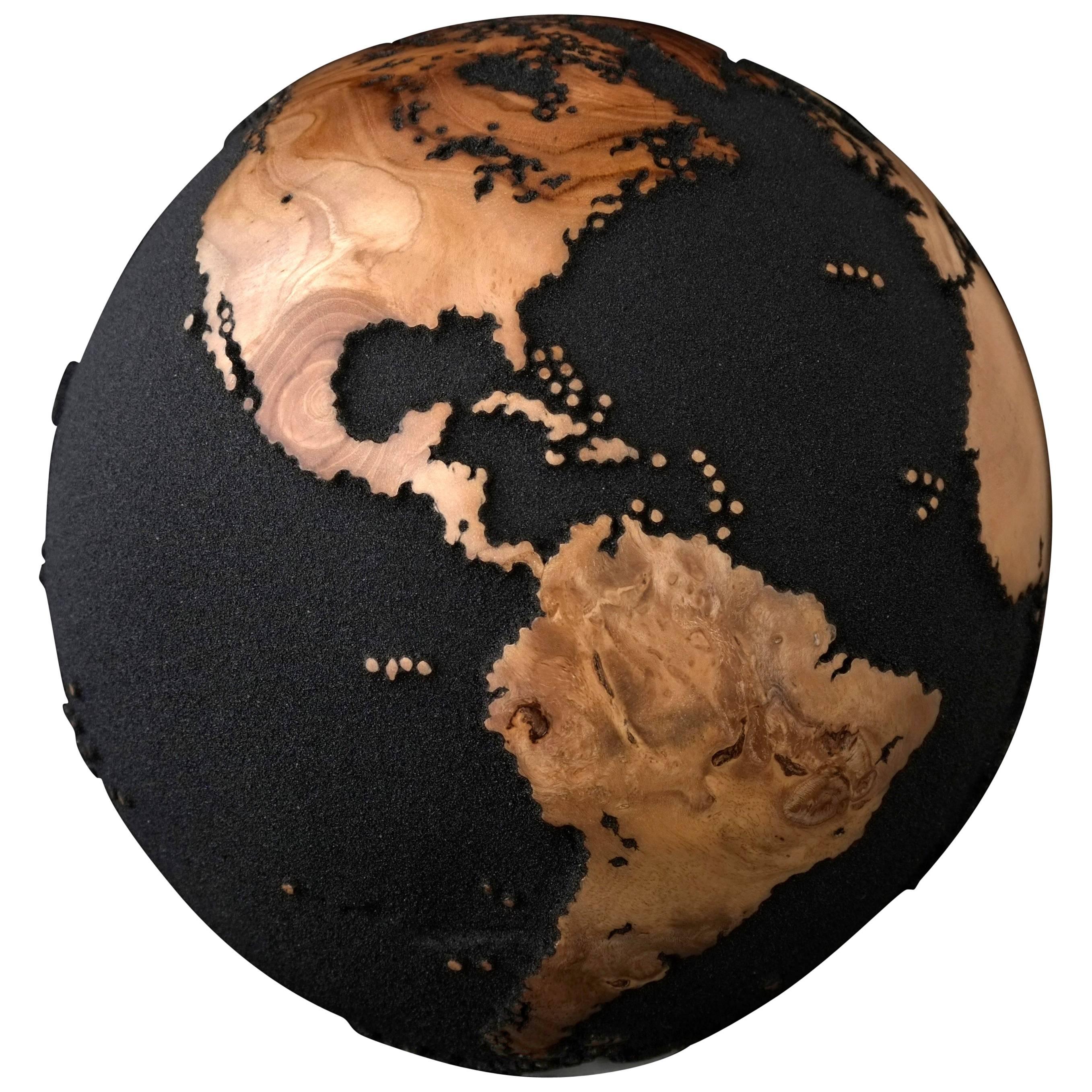 Classic Volcanic Sand HB Globes Made of Teak Root 25cm For Sale