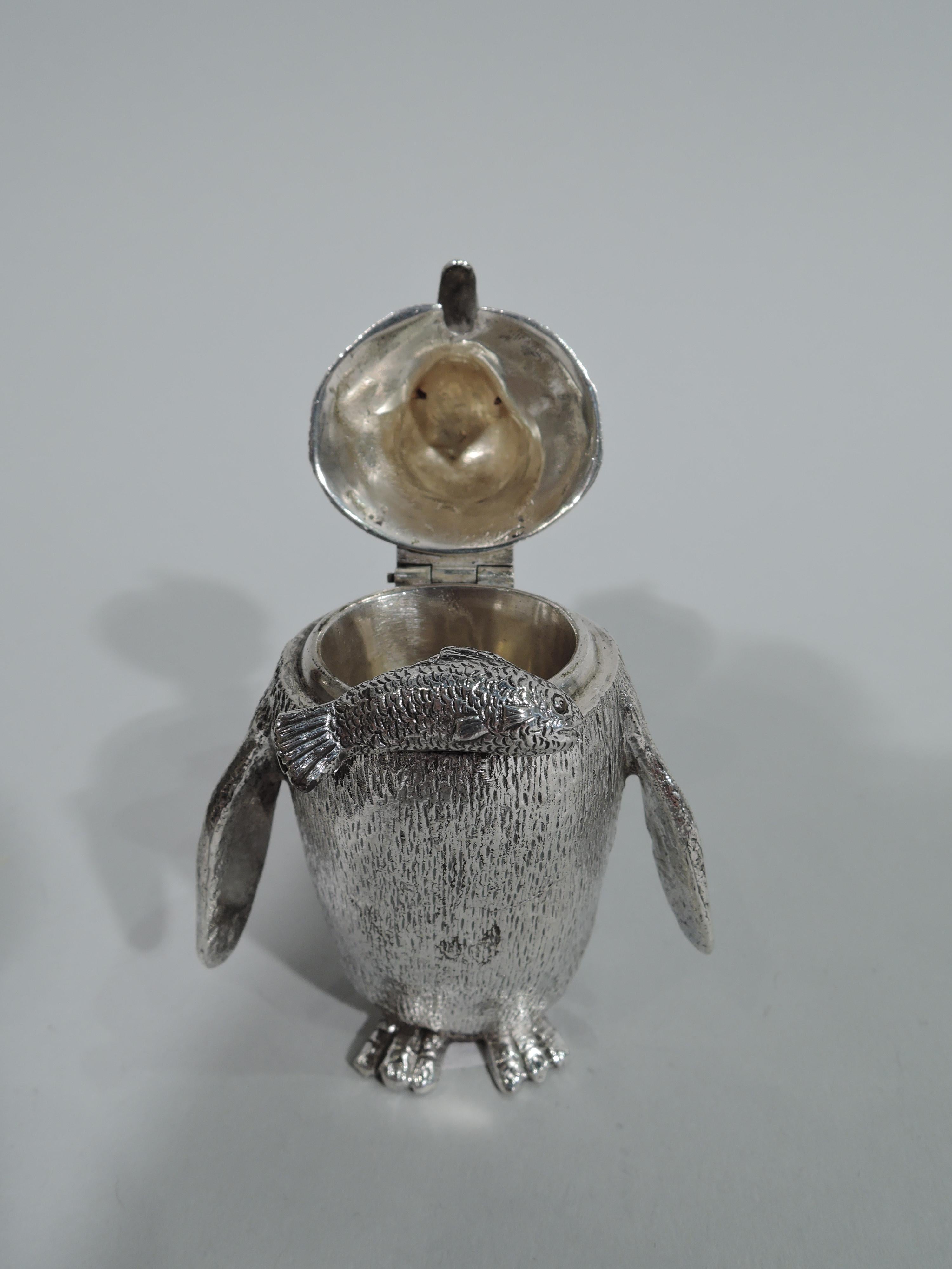 Classic Waddling Penguin English Sterling Silver Condiment Set 1