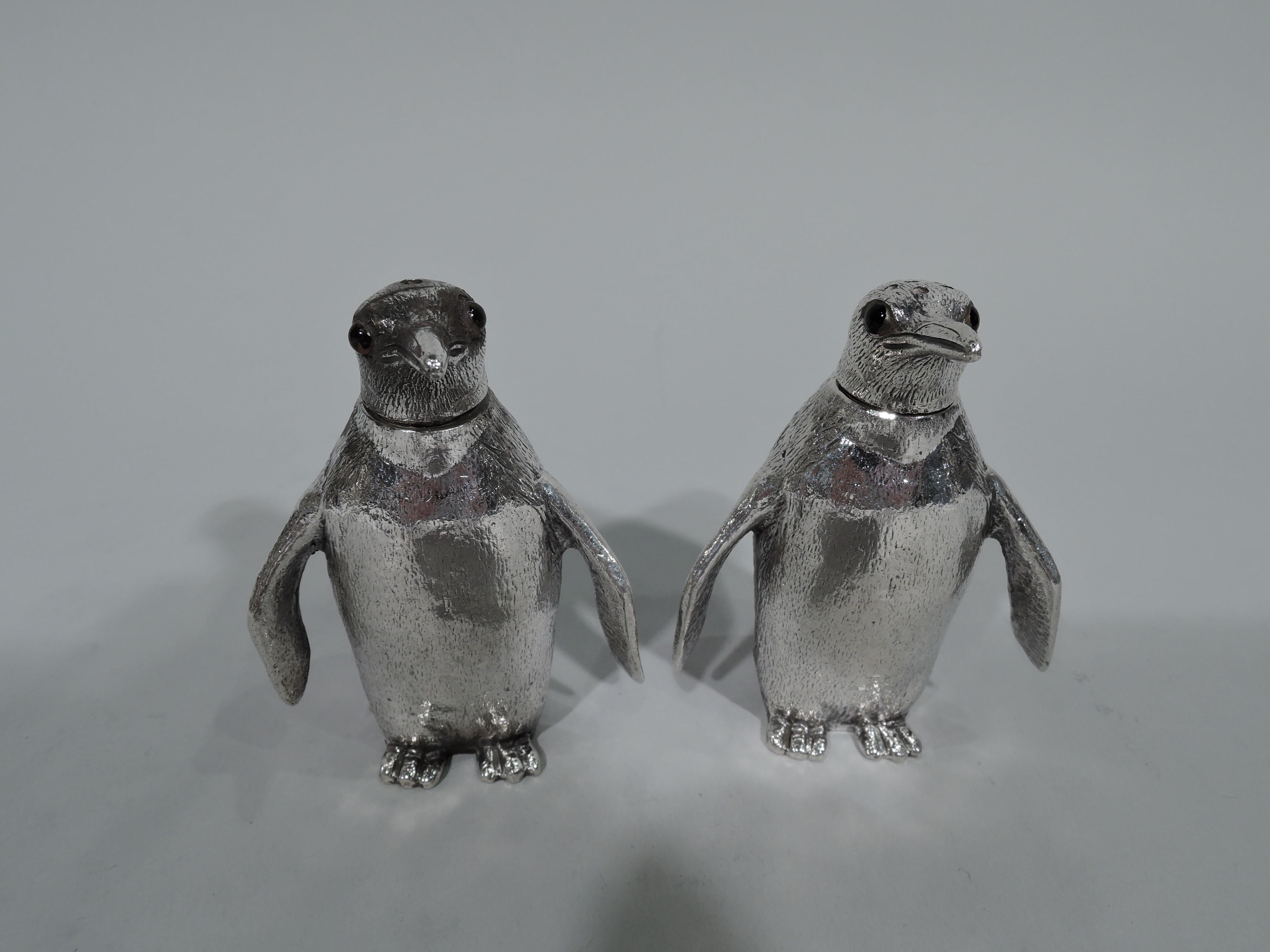 Classic Waddling Penguin English Sterling Silver Condiment Set 2