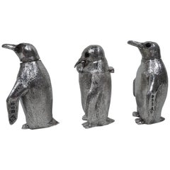 Classic Waddling Penguin English Sterling Silver Condiment Set