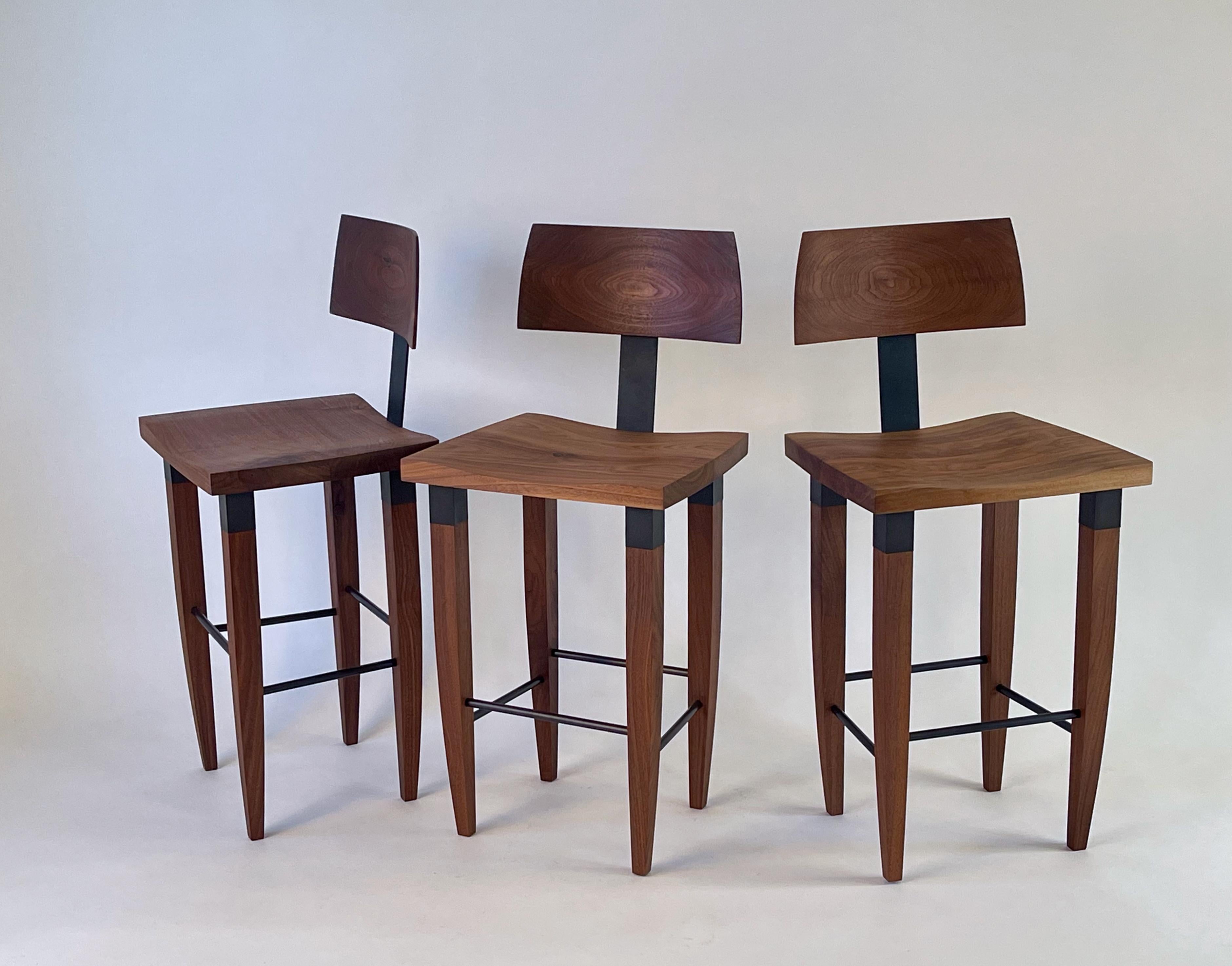 Classic Walnut Bar Stools For Sale 7