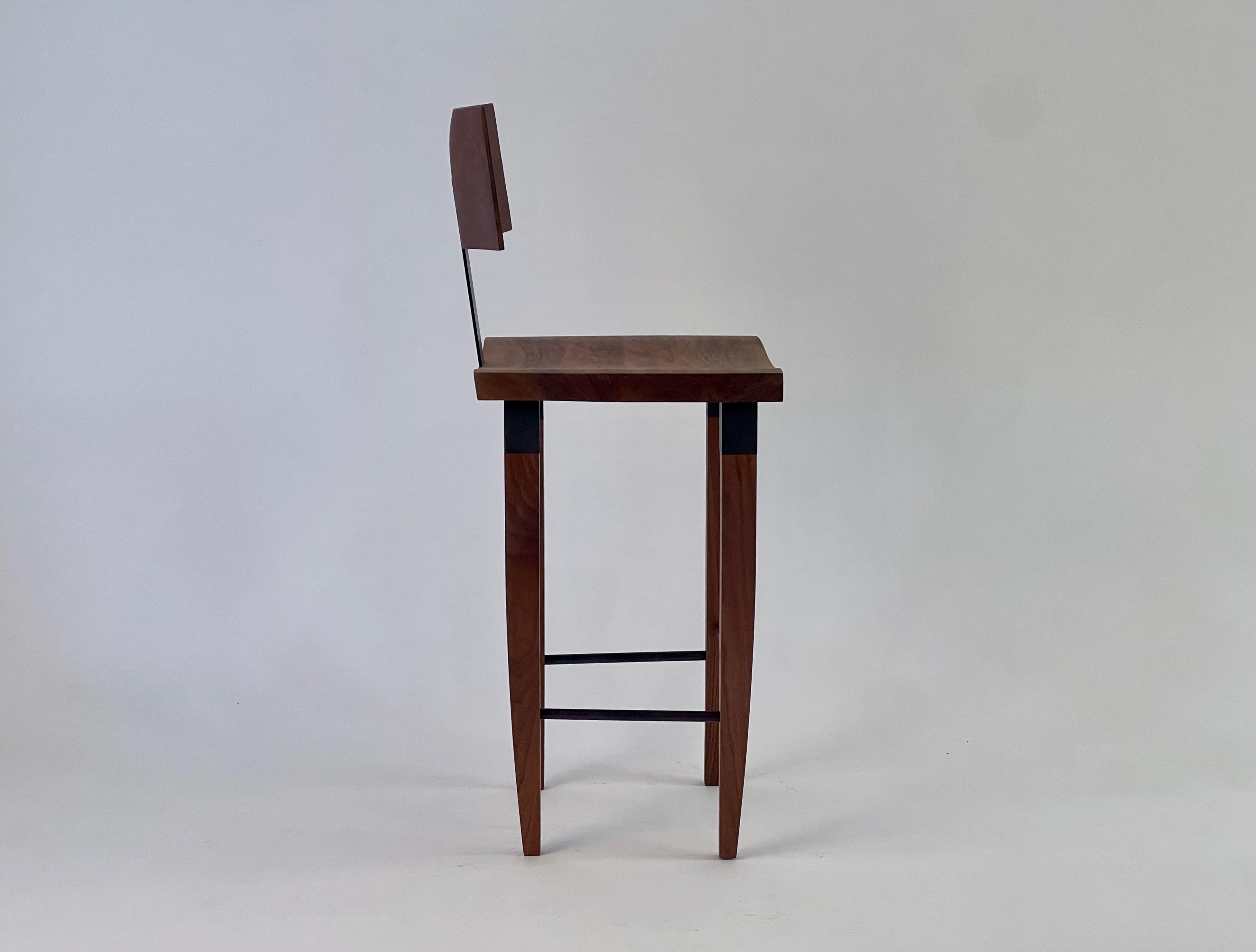 Blackened Classic Walnut Bar Stools For Sale