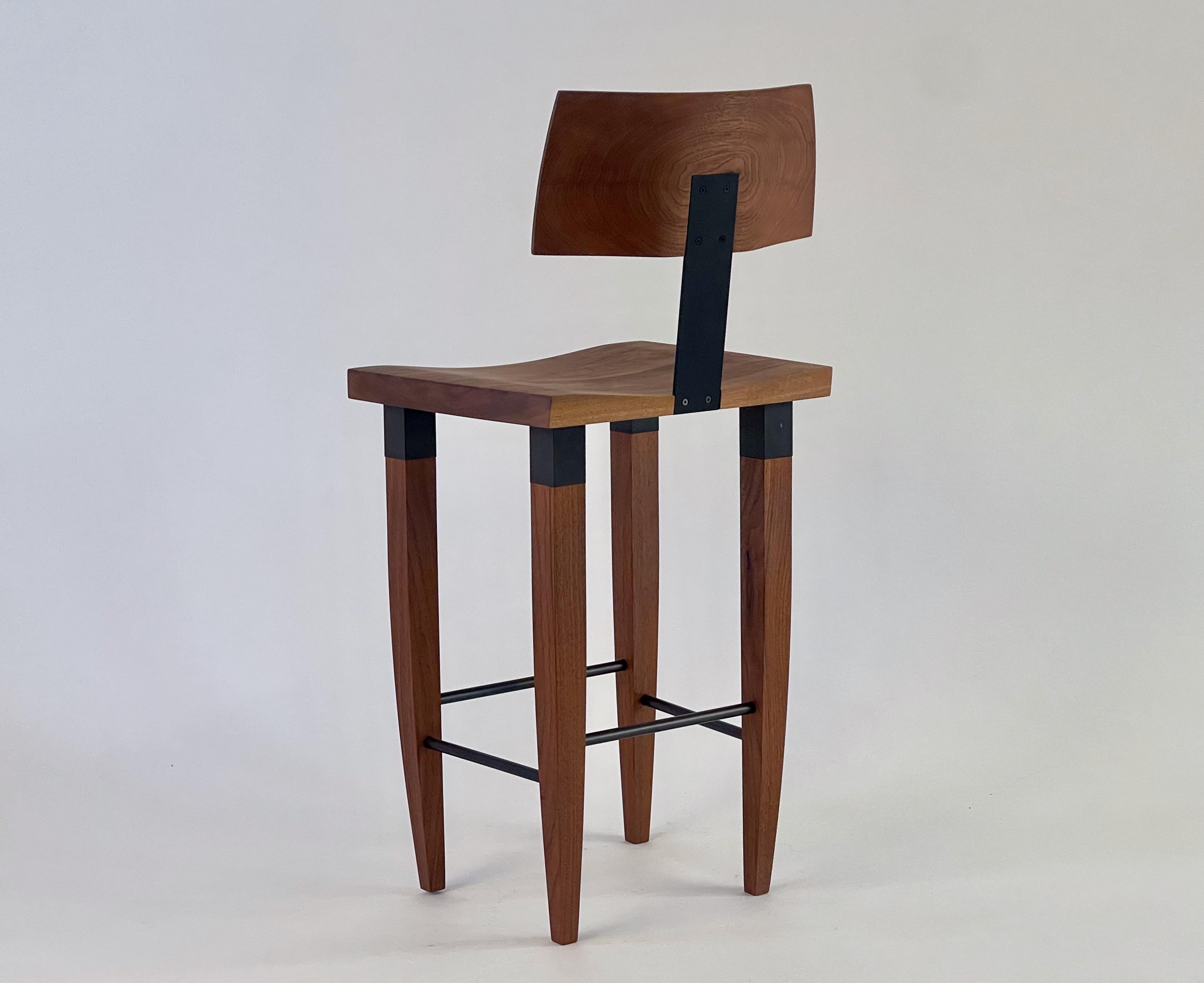 Bronze Classic Walnut Bar Stools For Sale