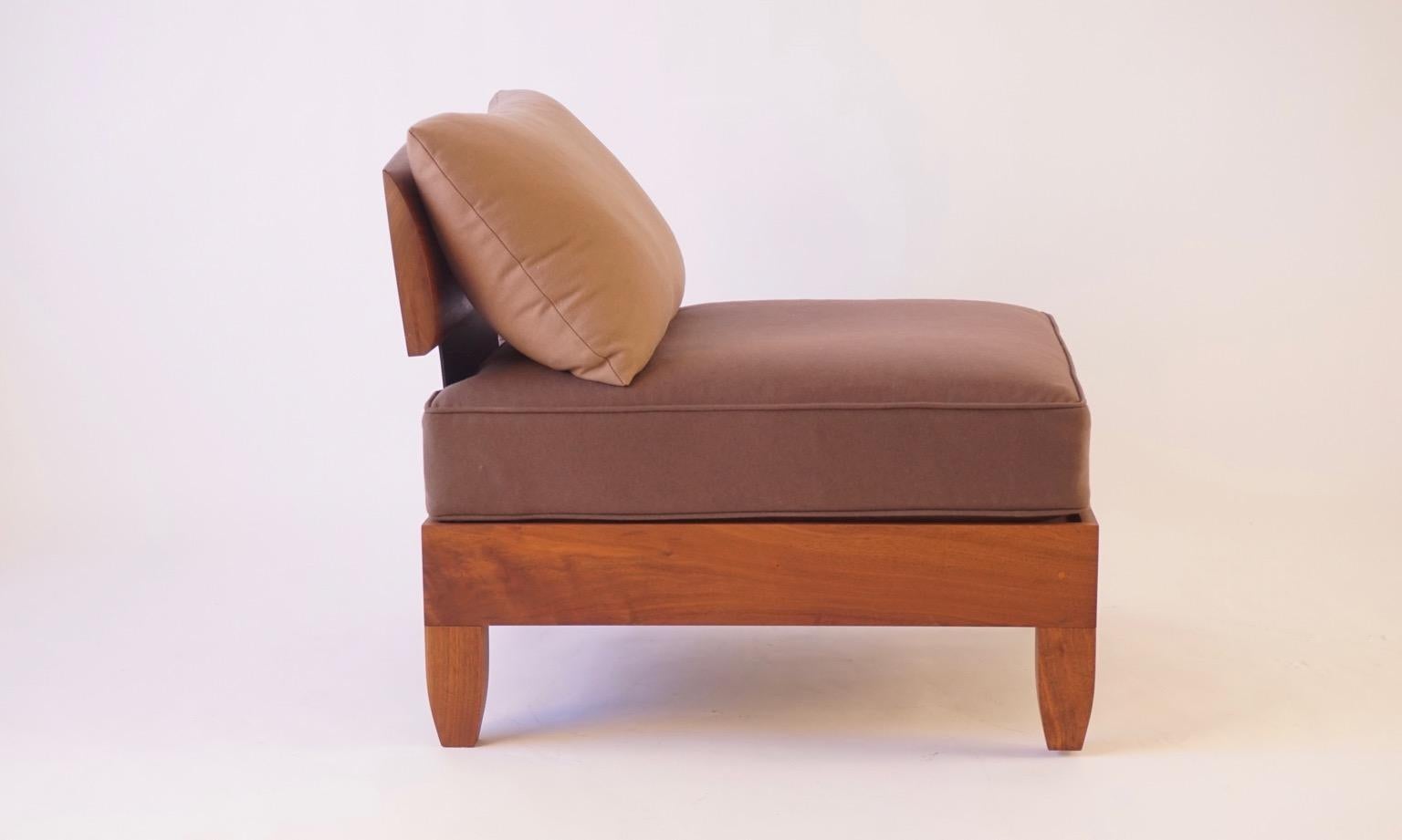 Contemporary Classic Walnut Club Chair with Wool Cushions