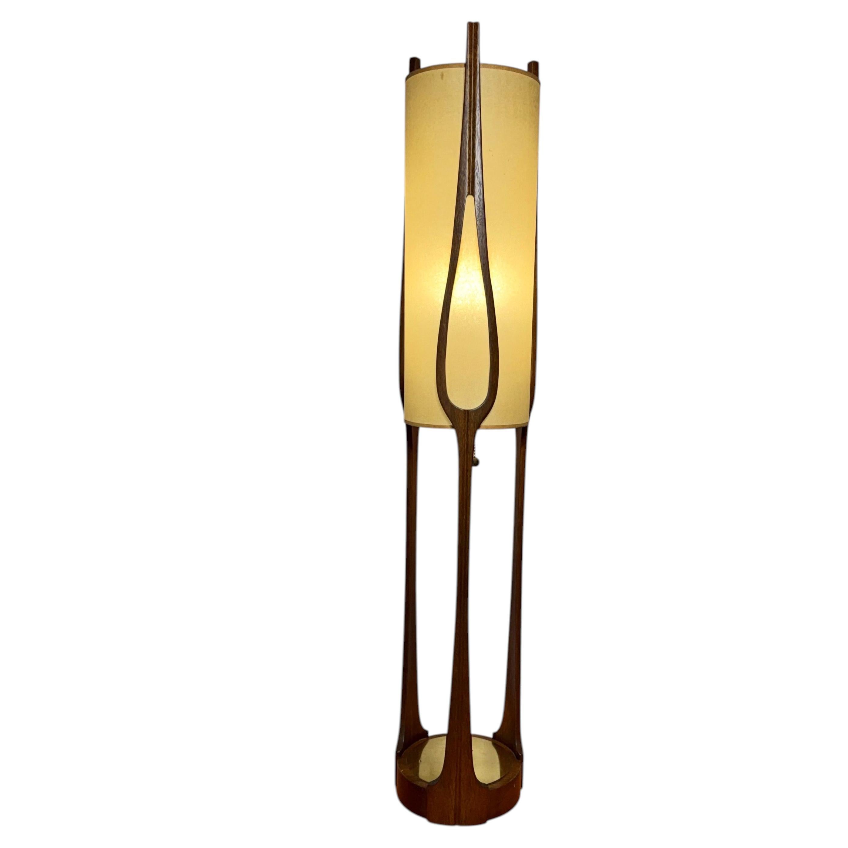 Classic Walnut & Parchment Sculptural Lamp attributed to Modeline