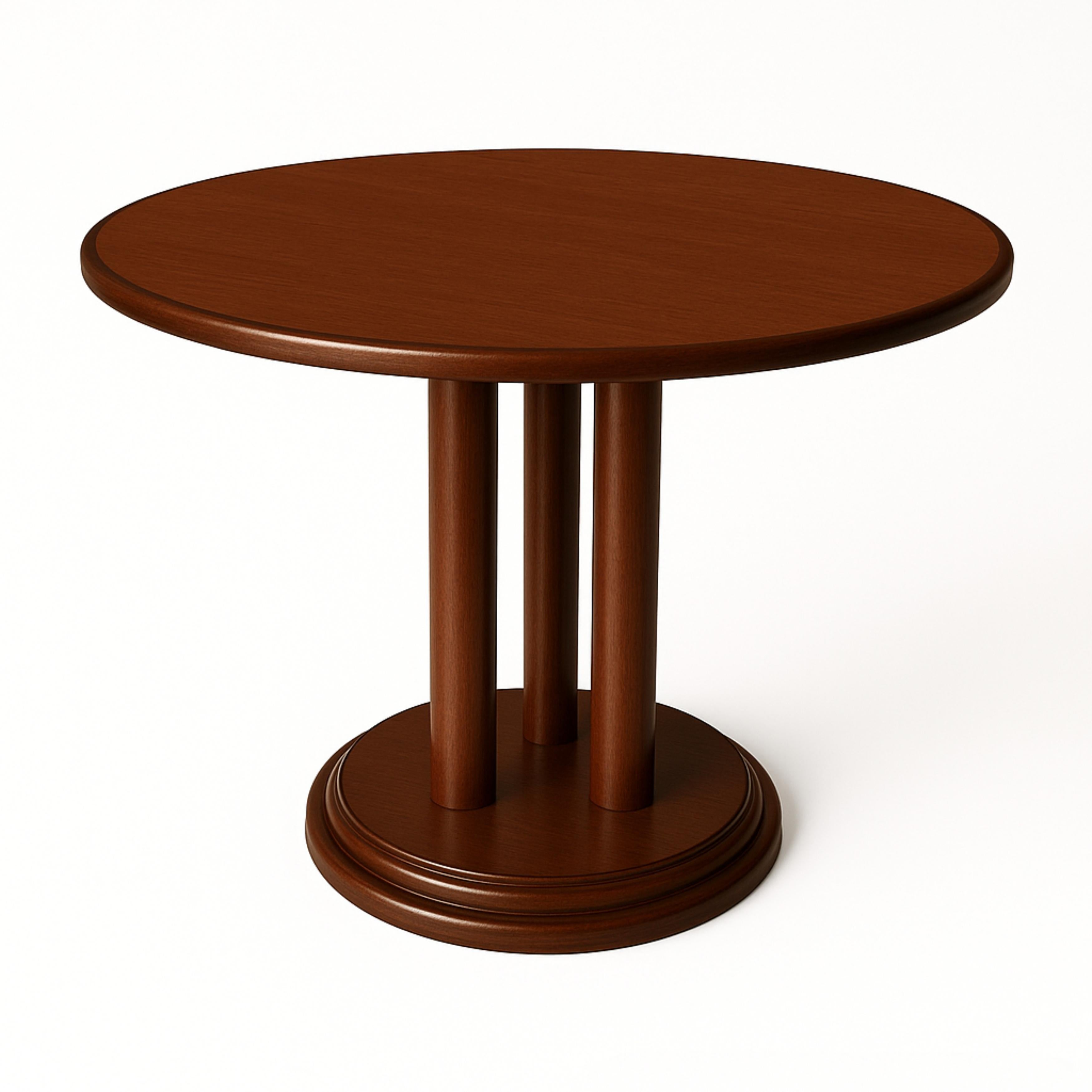 Questo raffinato tavolo con piedistallo unisce forma e funzione con una grazia senza sforzo. Sia che si tratti di un tavolino, di una base d'appoggio o di una consolle, la sua finitura lucida e la sua silhouette minimalista conferiscono una