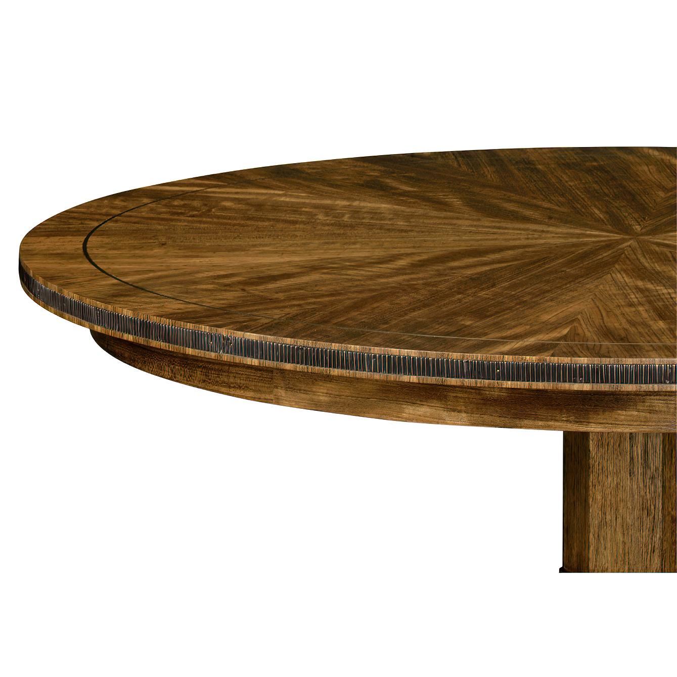 Neoclassical Classic Walnut Round Dining Table