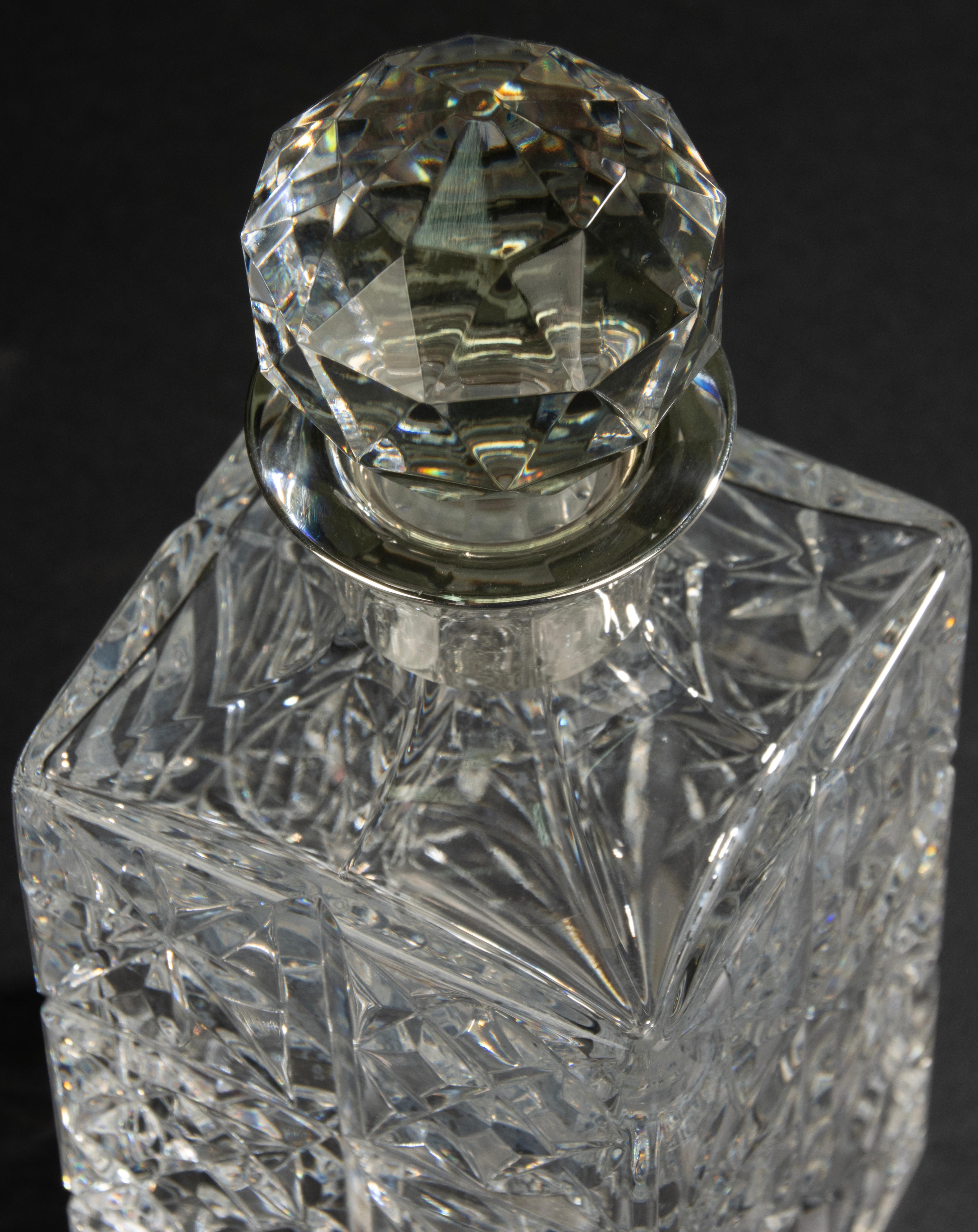 Classic Whiskey Serving Set - Vintage - Crystal and Sterling Silver - S. Smith For Sale 3