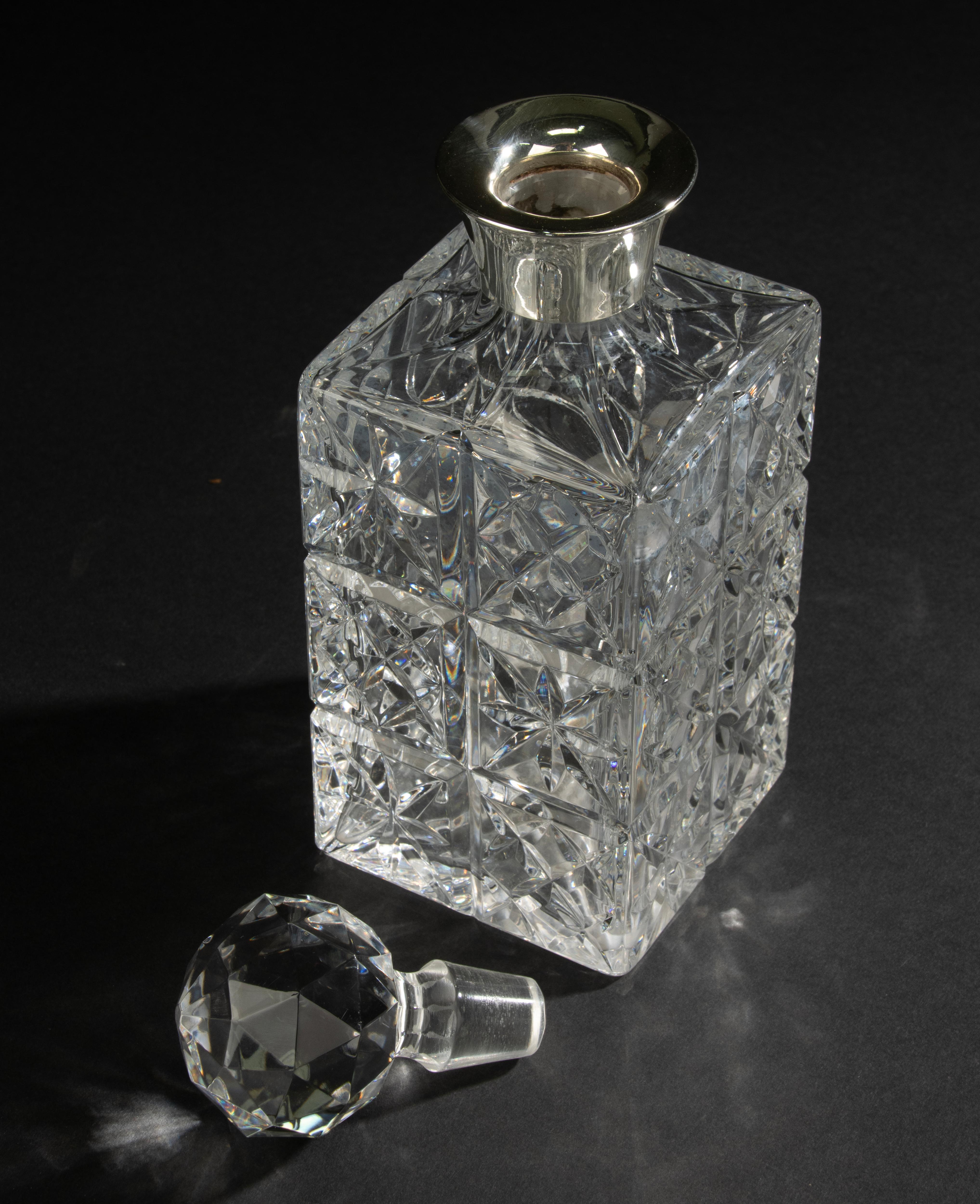 Classic Whiskey Serving Set - Vintage - Crystal and Sterling Silver - S. Smith For Sale 4