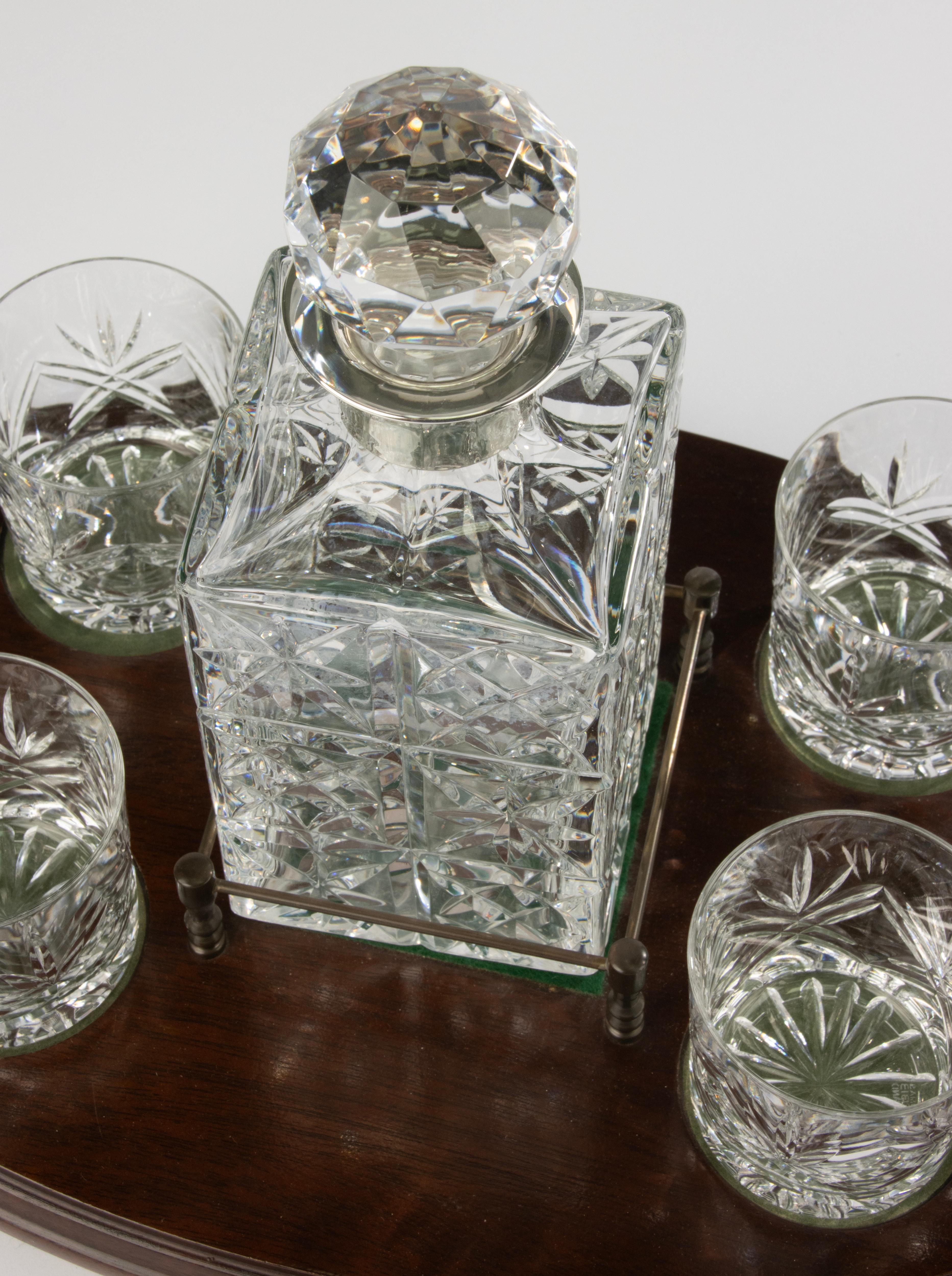 Modern Classic Whiskey Serving Set - Vintage - Crystal and Sterling Silver - S. Smith For Sale