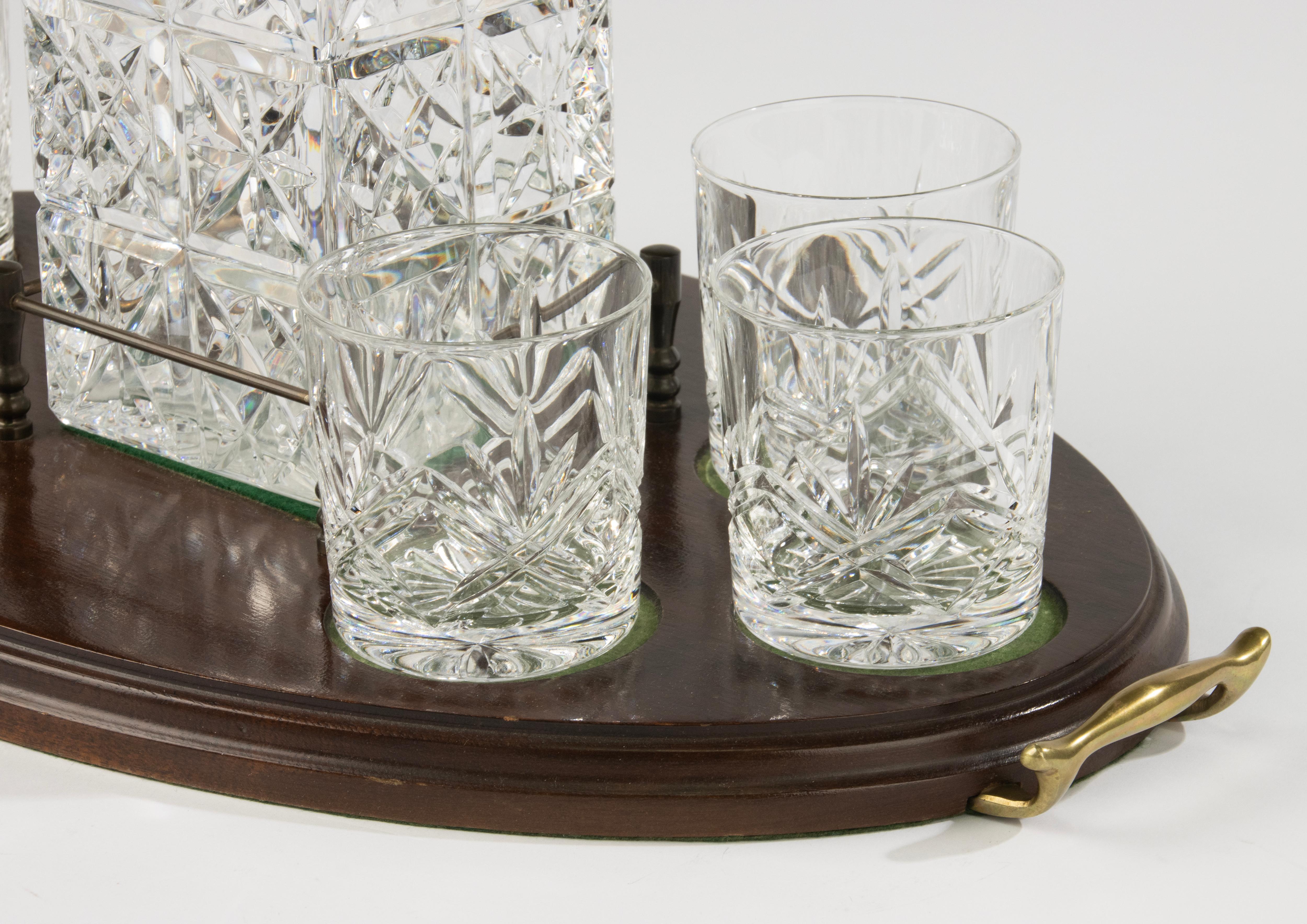English Classic Whiskey Serving Set - Vintage - Crystal and Sterling Silver - S. Smith For Sale