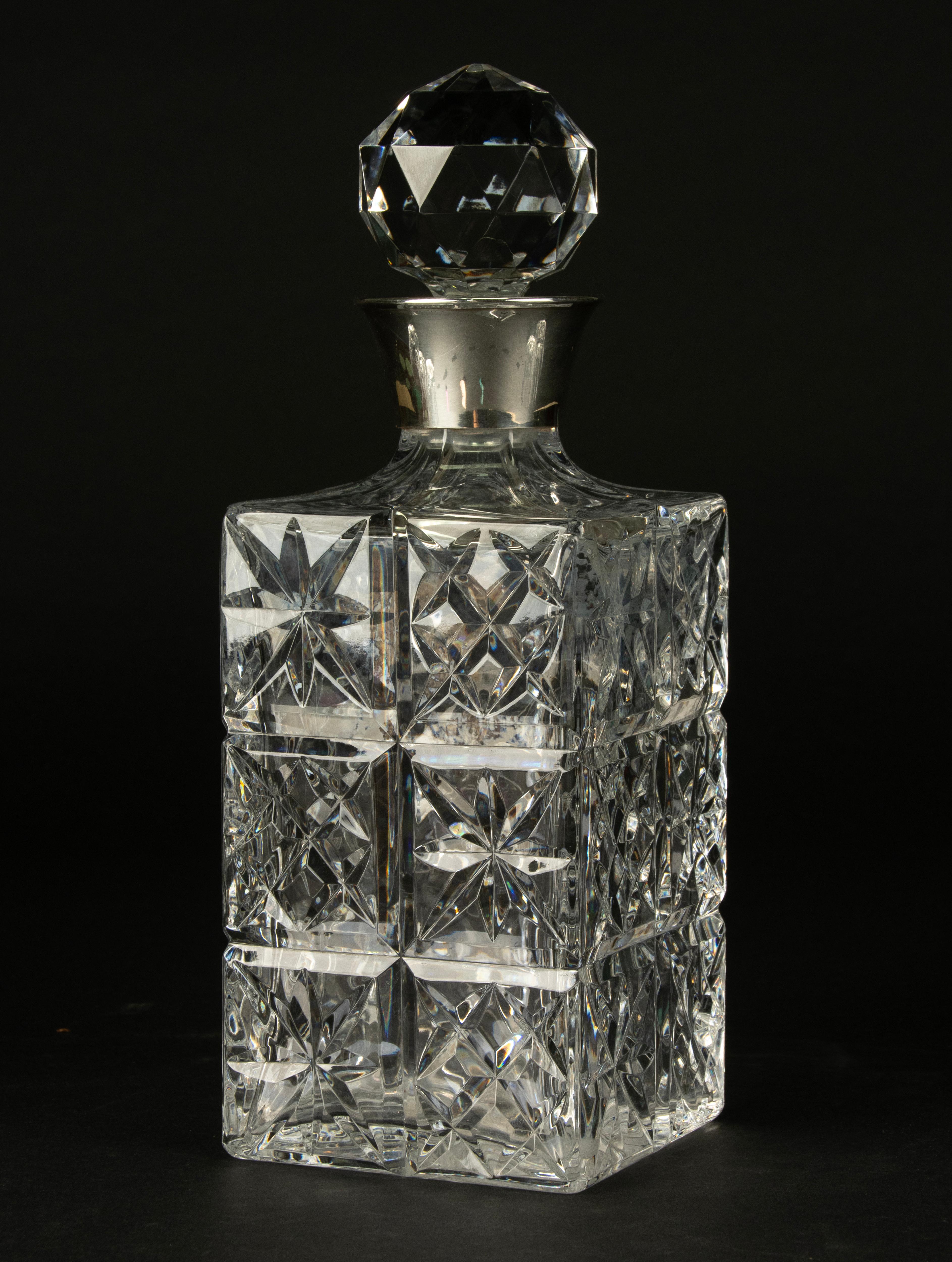 Classic Whiskey Serving Set - Vintage - Crystal and Sterling Silver - S. Smith For Sale 2