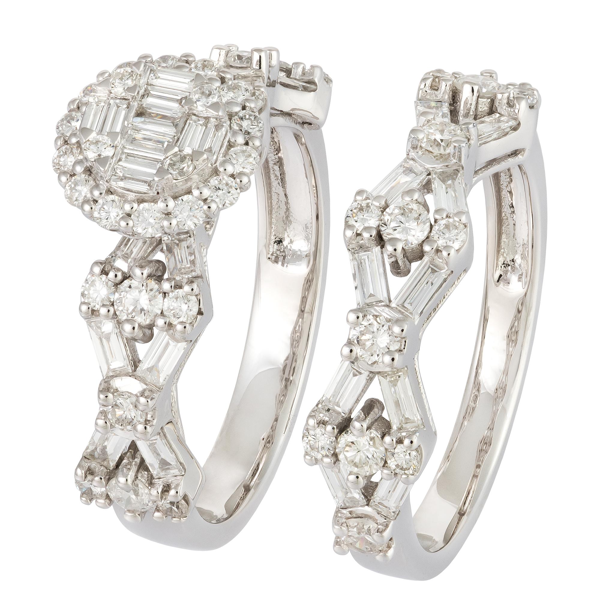 Im Angebot: Klassischer Weißer 18K Gold Weißer Diamant Ring für Sie () 3