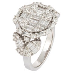 Classic White 18K Gold White Diamond Ring For Her