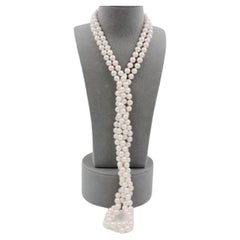 Classic White Cultured Japanese Akoya Opera Pearl Luxury Necklace 30 inches Long