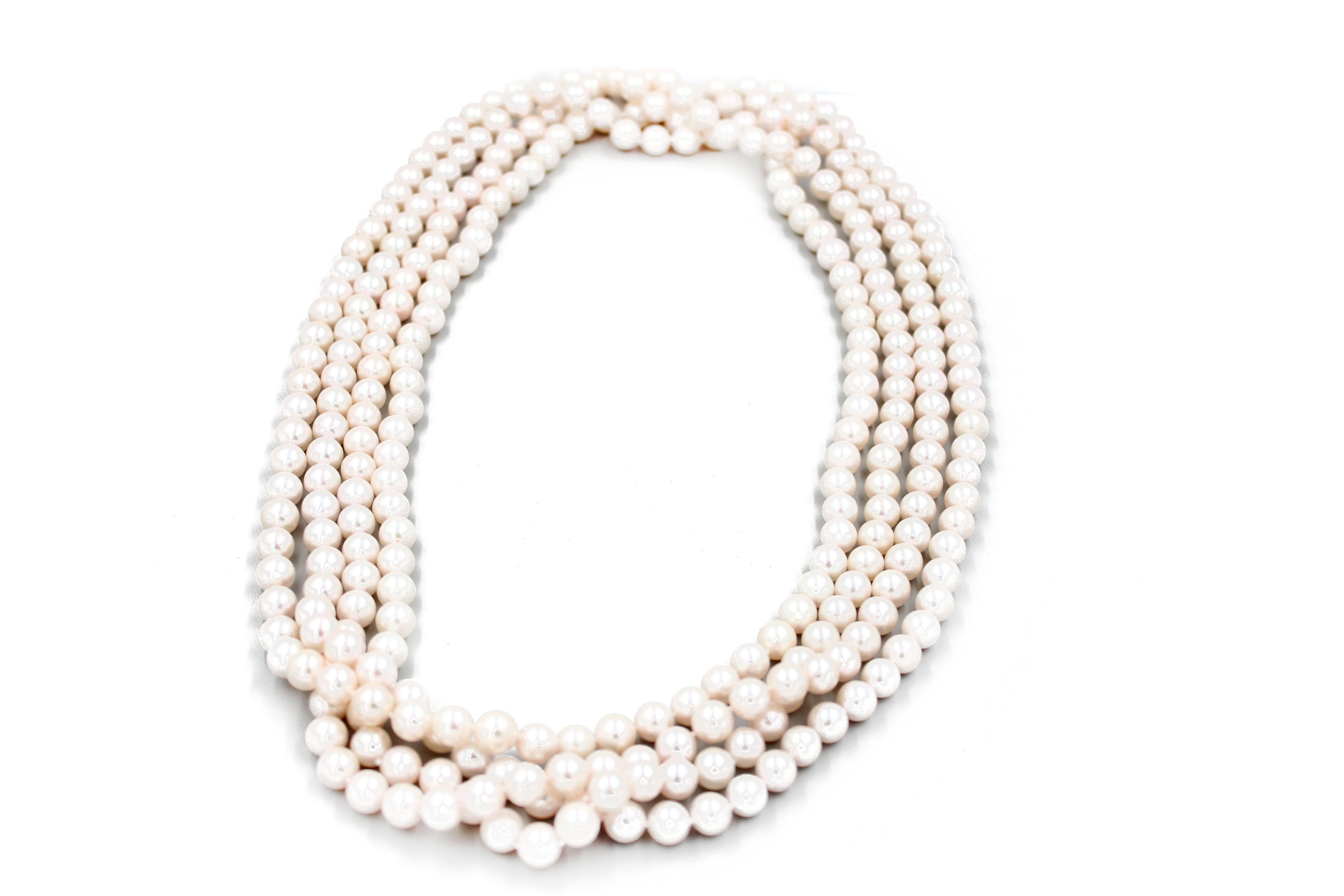 Japanese Akoya White Pearls
9-10 MM Pearl Size
48 Inches Long