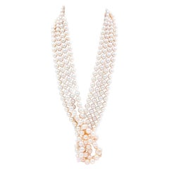 Collier de luxe classique en perles Akoya de culture japonaise blanches de 48 pouces de long