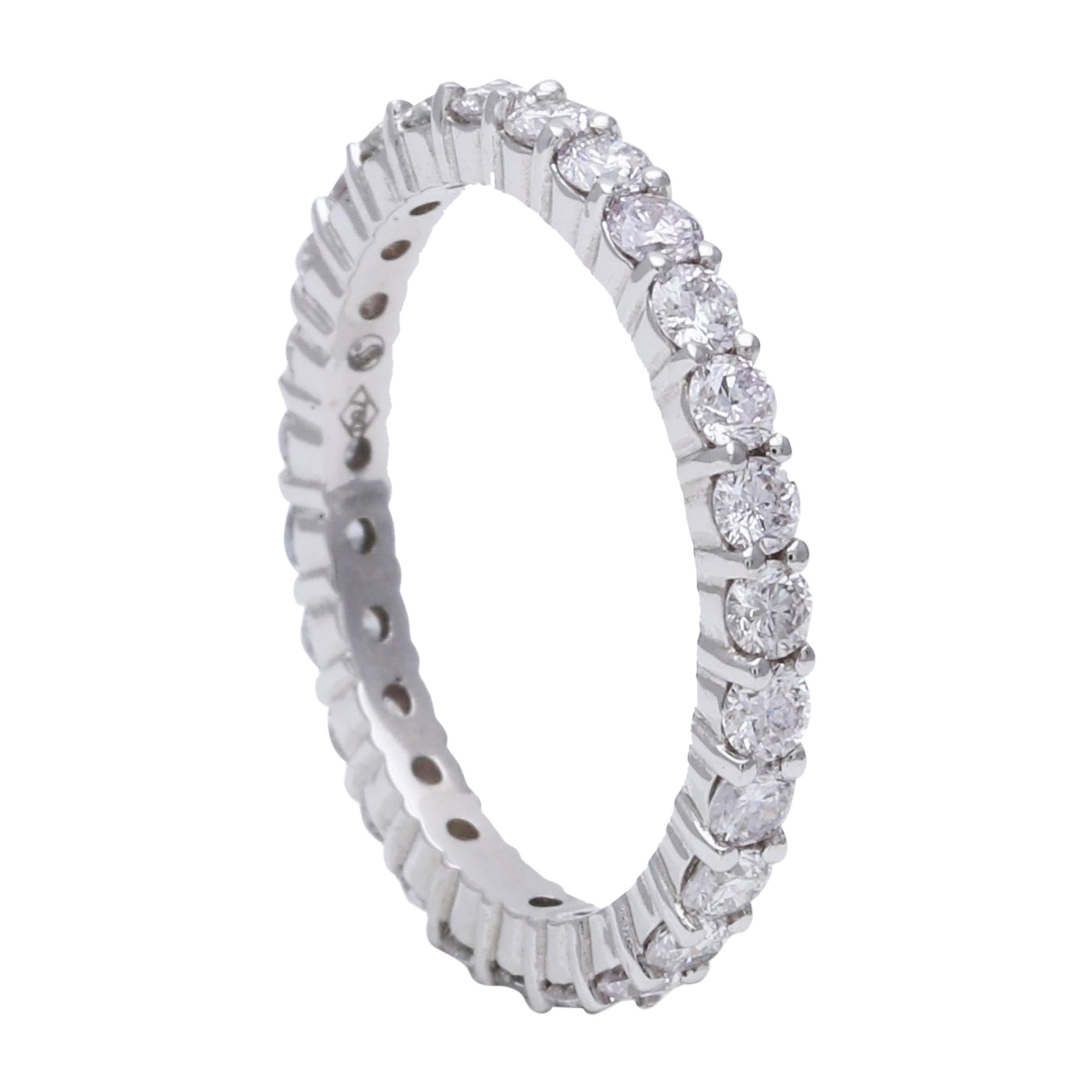 Classic White Diamond Eternity Ring in 18 Karat White Gold For Sale