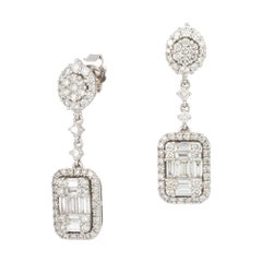 Classic White Gold 18K Earrings  Diamond For Her