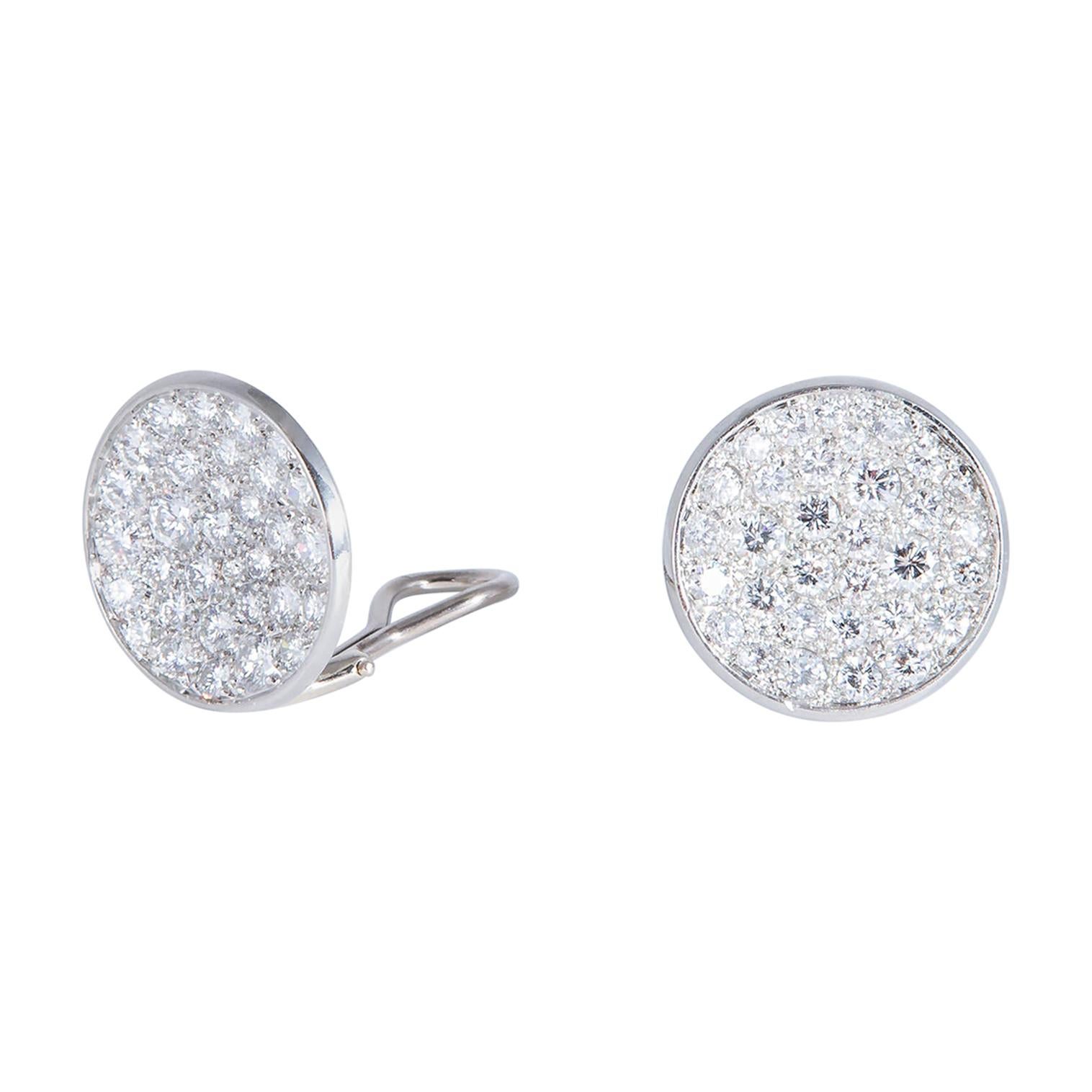 Classic White Gold and Diamond Earrings For Sale