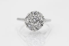 Classic 18k white gold Flower ring with diamonds 1.68ct, Modern