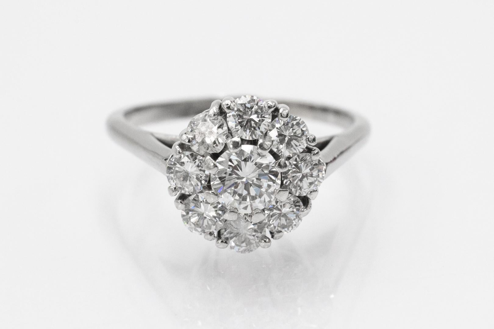 Klassischer Weißgoldring mit Diamanten 1,68ct im Zustand „Gut“ im Angebot in Chorzów, PL