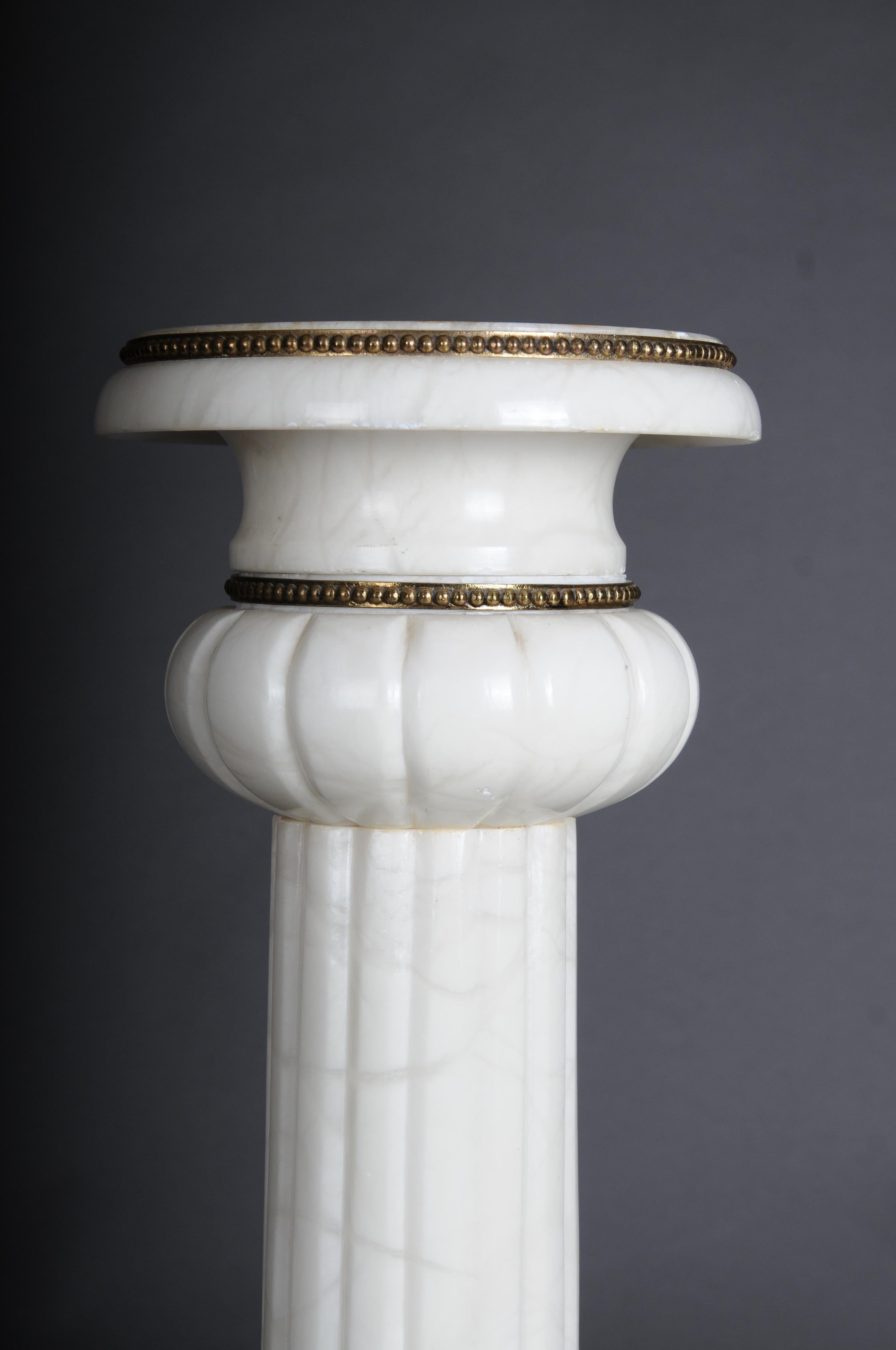 Brass Classic White Marble Column, 20th Century For Sale