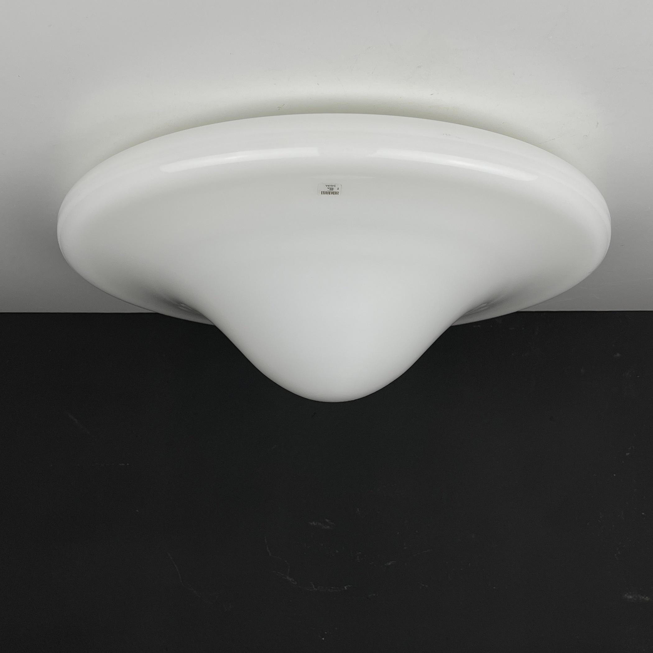 Classic White Murano Glass Ceiling or Wall Lamp Vetry Murano 004 Italy 1970s 5