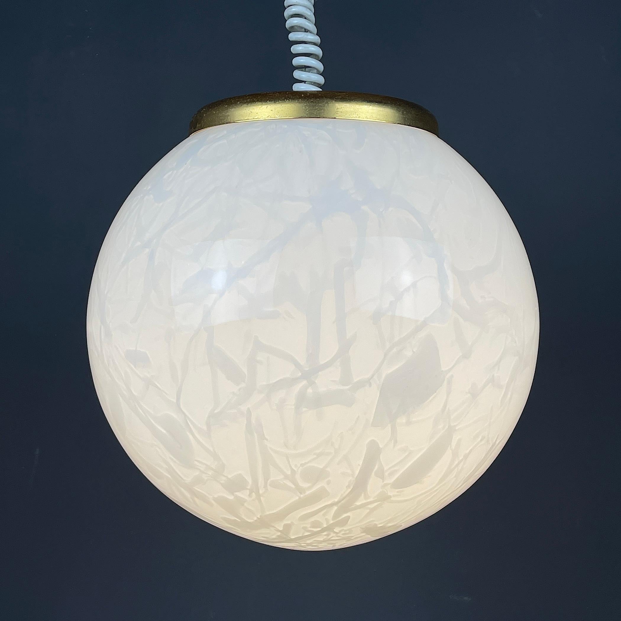 Italian Classic white murano pendant lamp Italy 1970s For Sale
