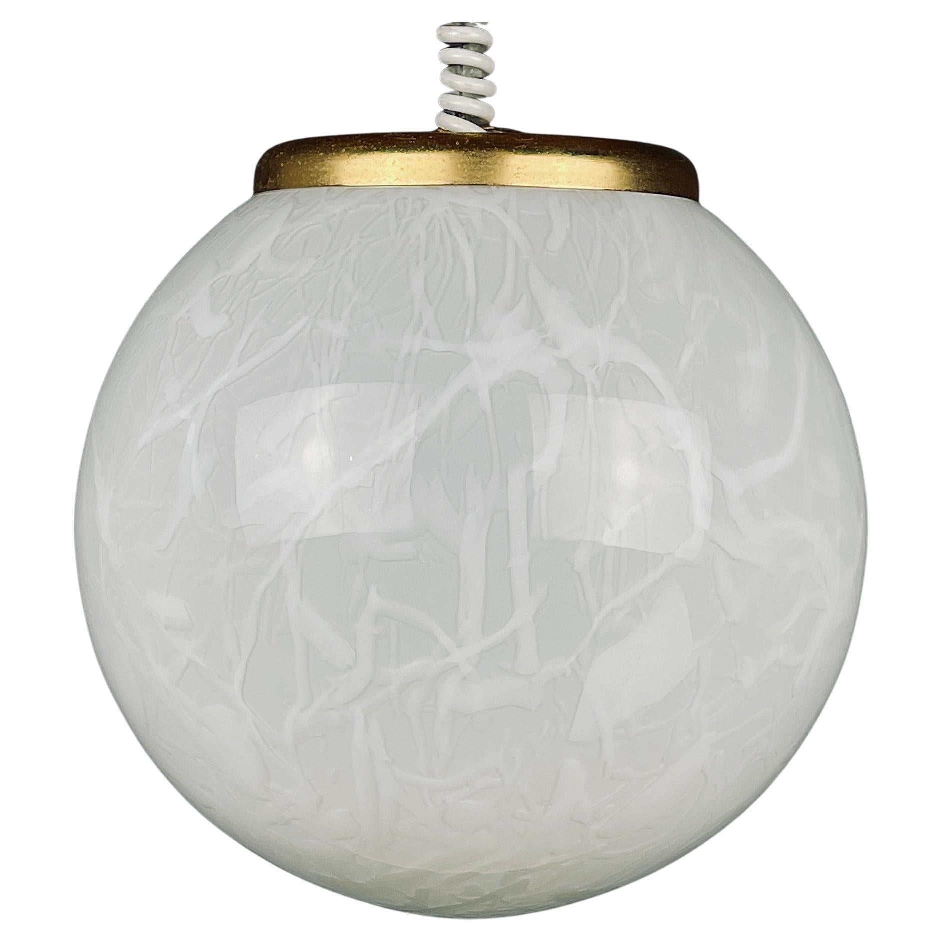 Classic white murano pendant lamp Italy 1970s For Sale