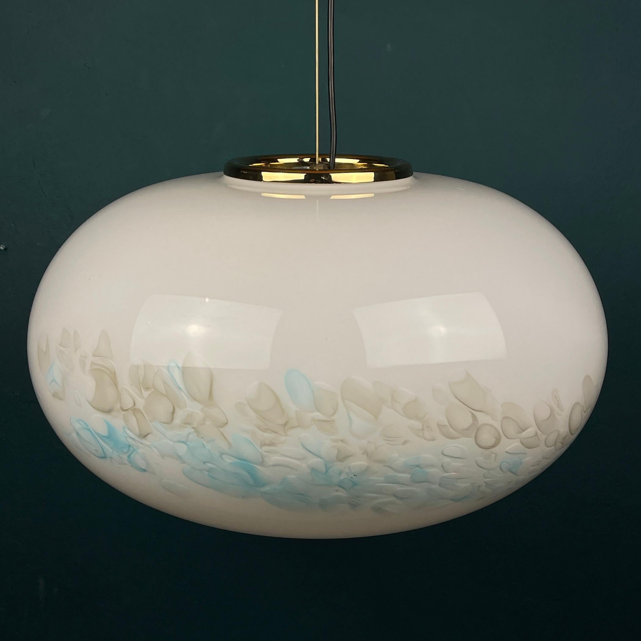 Murano Glass Classic White Murano Pendant Lamp, Italy, 1980s For Sale