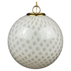 Classic White Murano Pendant Lamp Vetri Murano Italy 1970s