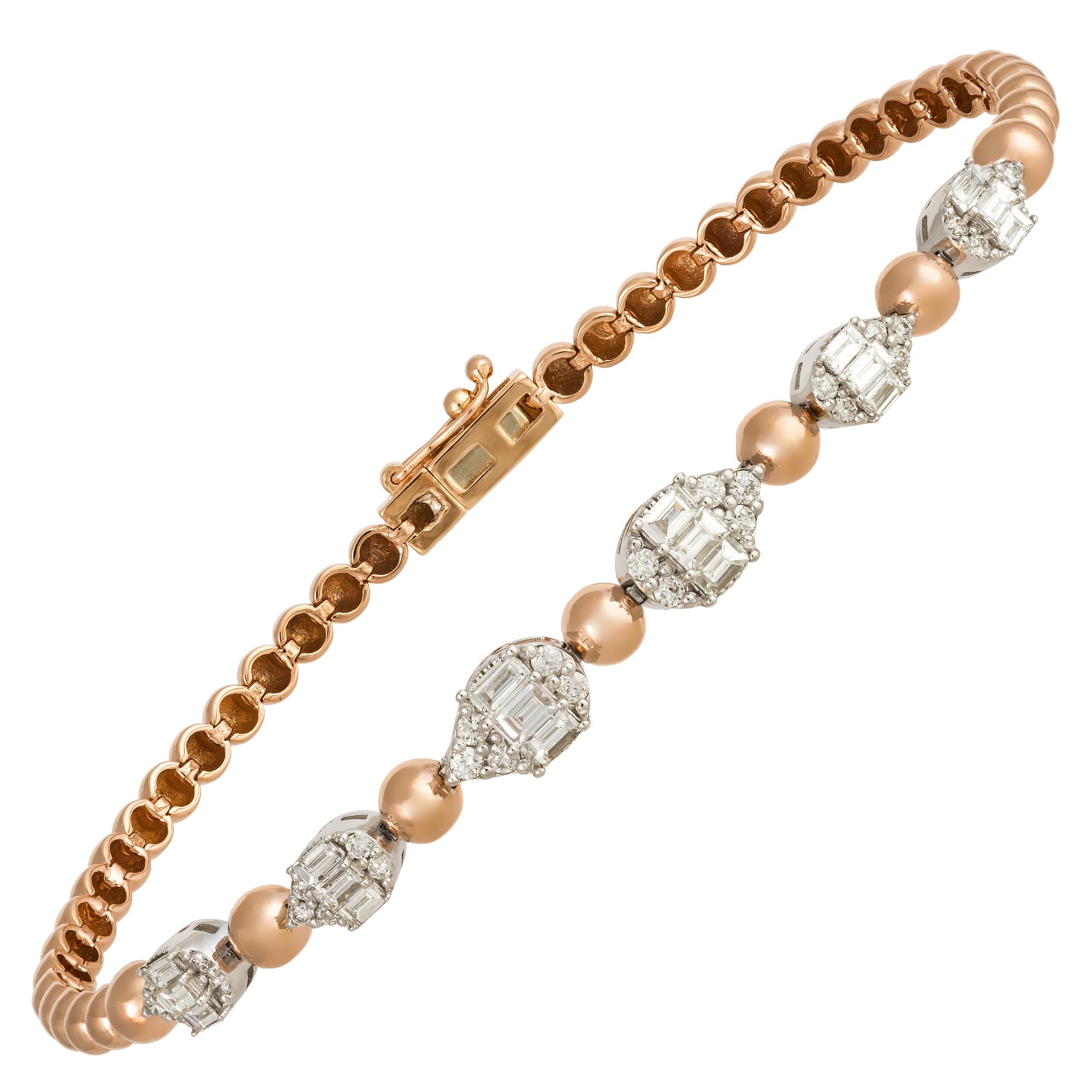 Modern Classic White Pink Gold 18K Bracelet Diamond for Her For Sale