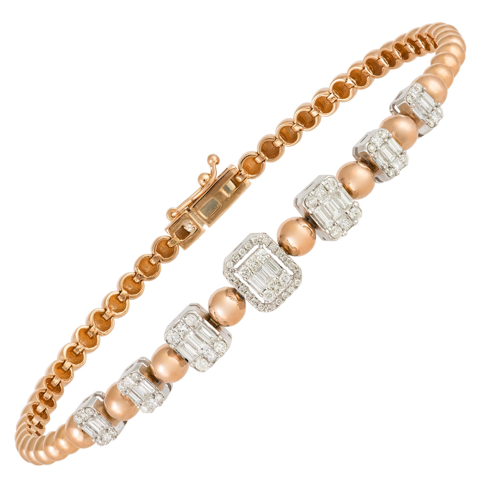 Classic White Pink Gold 18K Bracelet Diamond Yellow Gold 18K for Her In New Condition For Sale In Montreux, CH